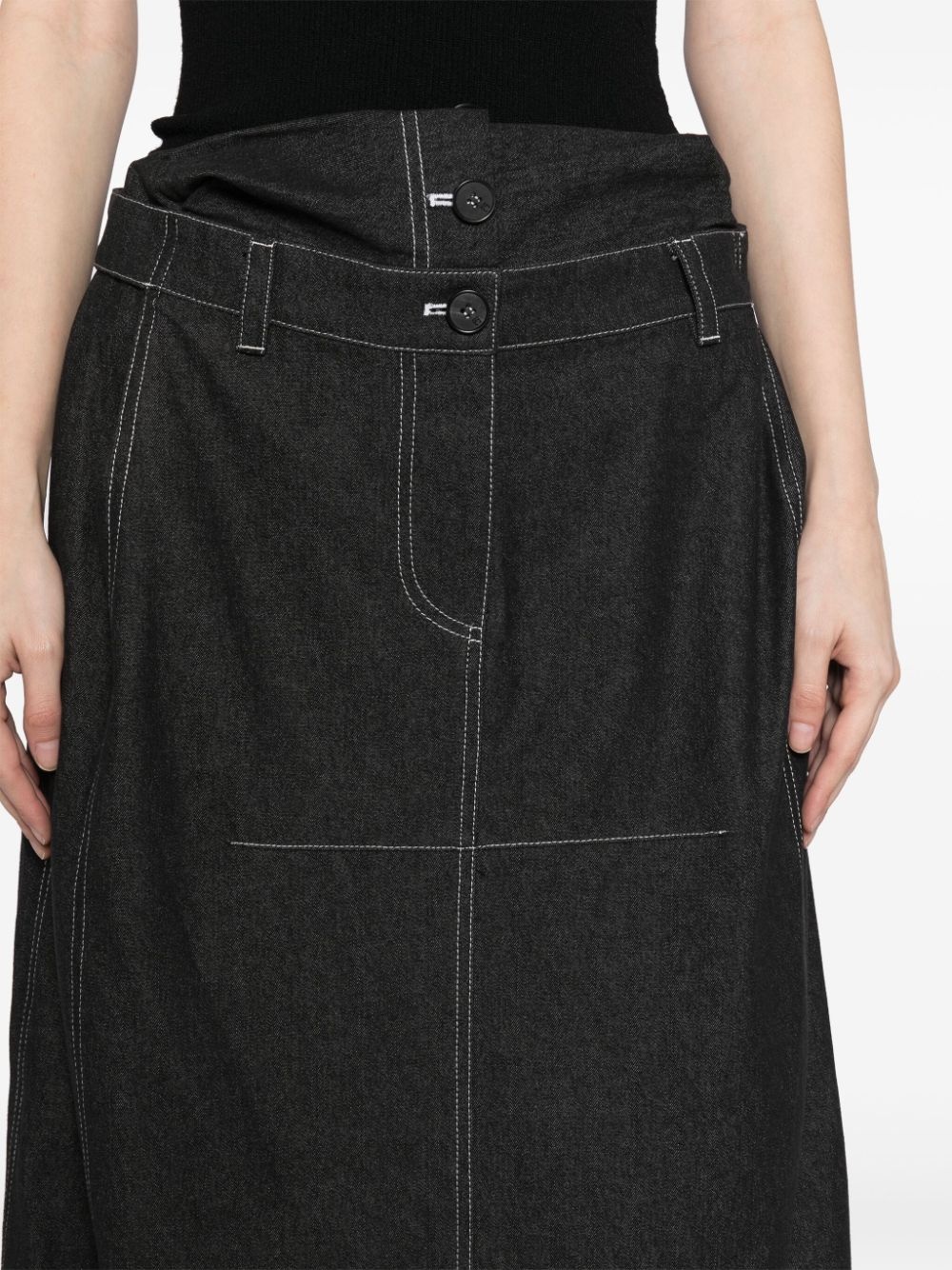 double waist maxi denim skirt - 5