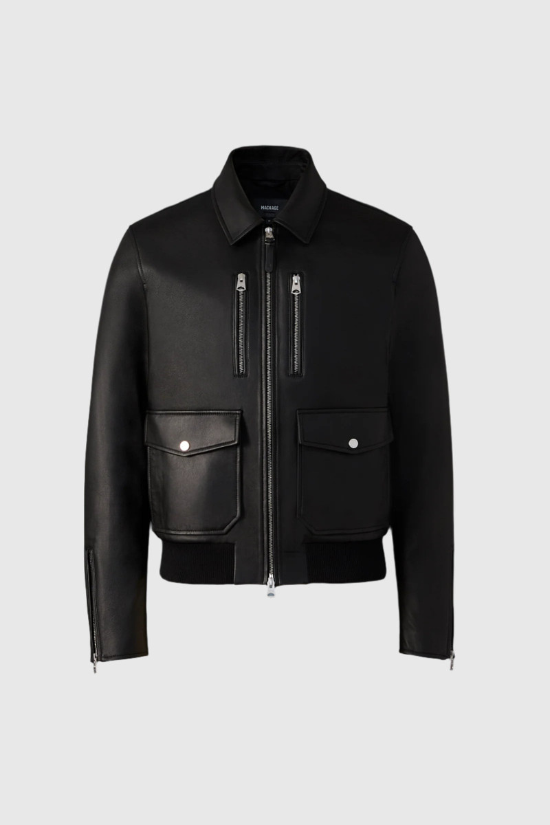 CHANCE-Z Spread Collar Leather Jacket 1