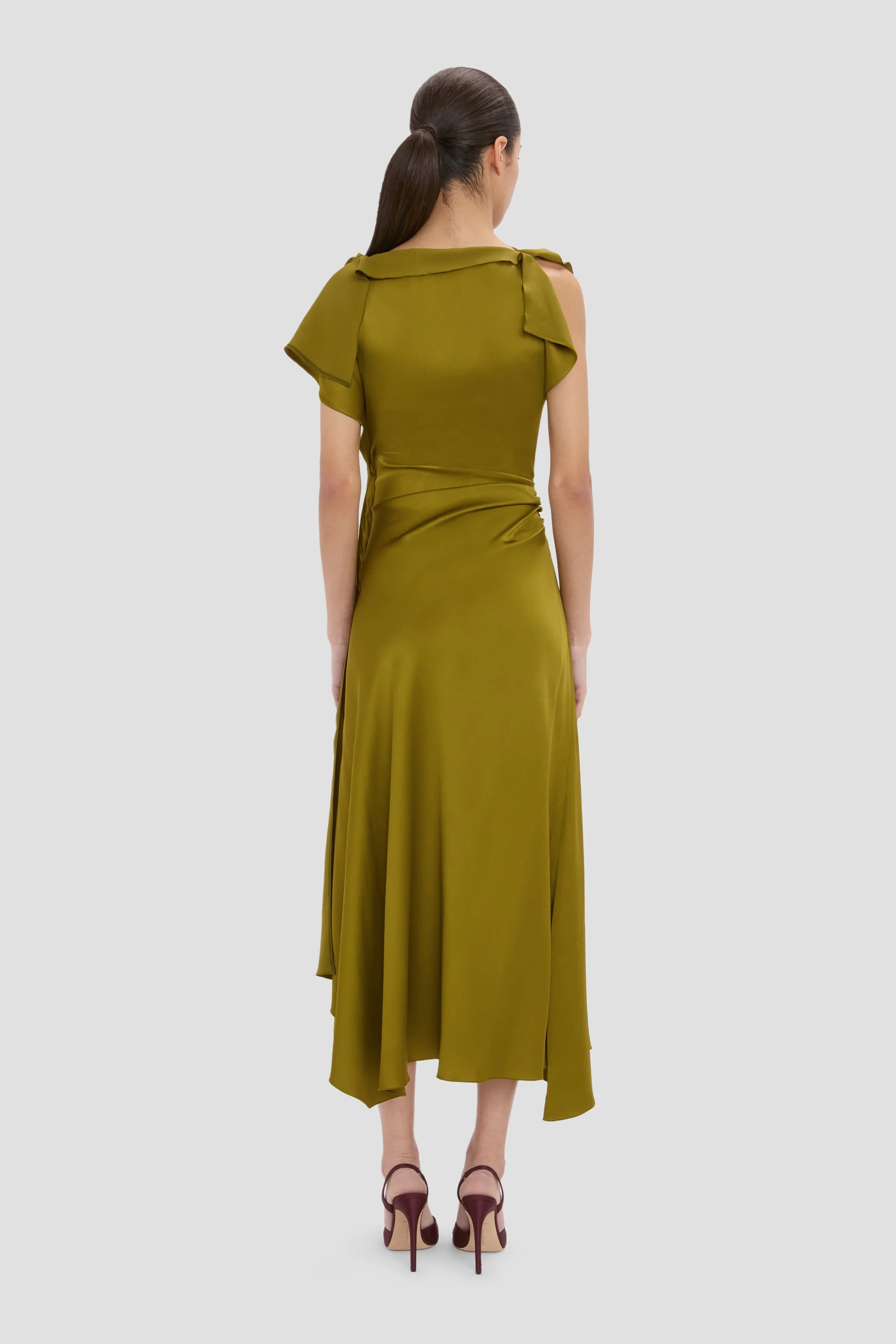 Drape Midi Dress In Moss - 1