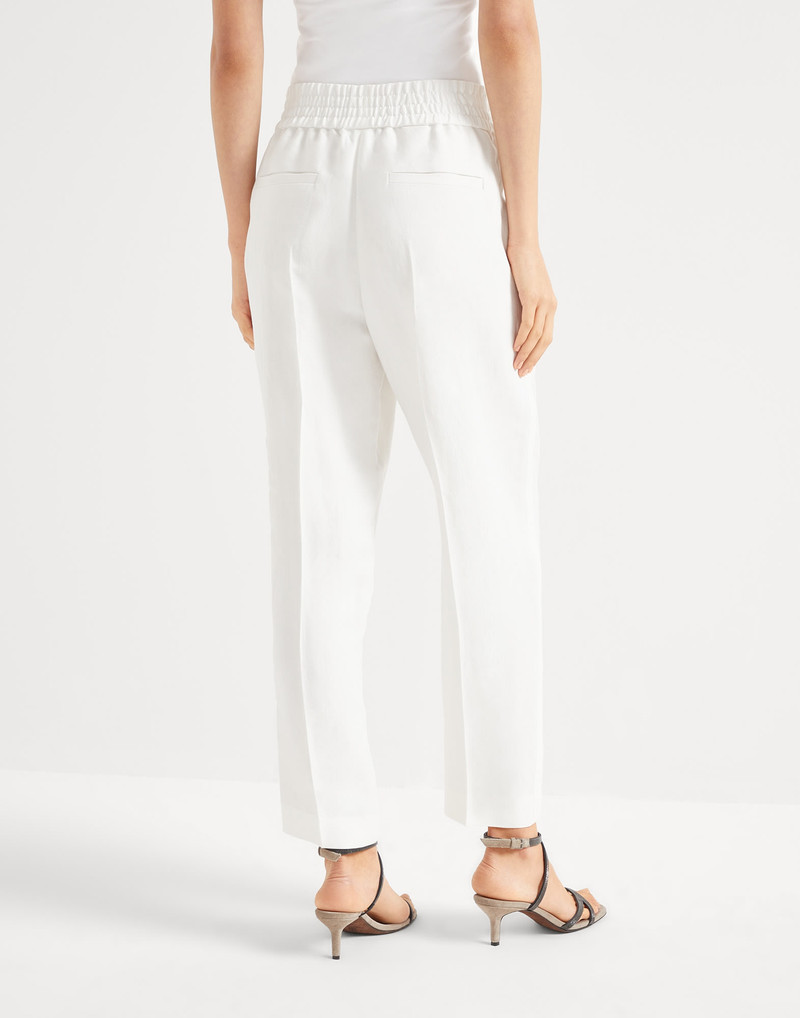 Brunello Cucinelli Viscose and linen fluid twill baggy pull-on trousers outlook