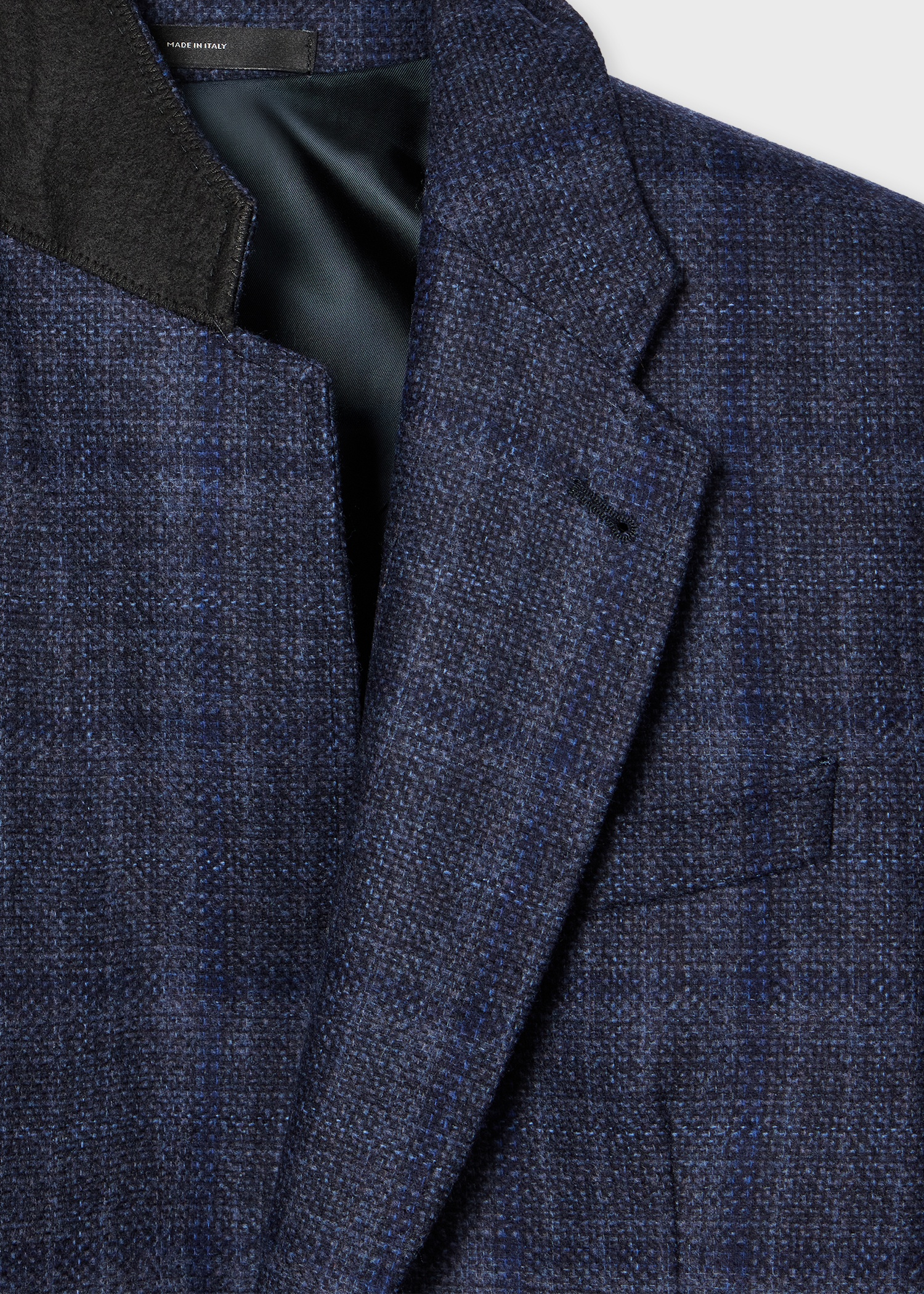 Navy Check Wool-Cashmere Buggy-Lined Blazer - 2