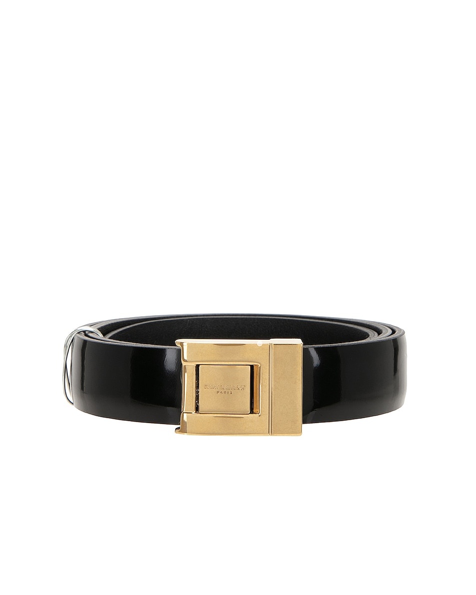 Folk Patent Leather Belt in Black - Saint Laurent