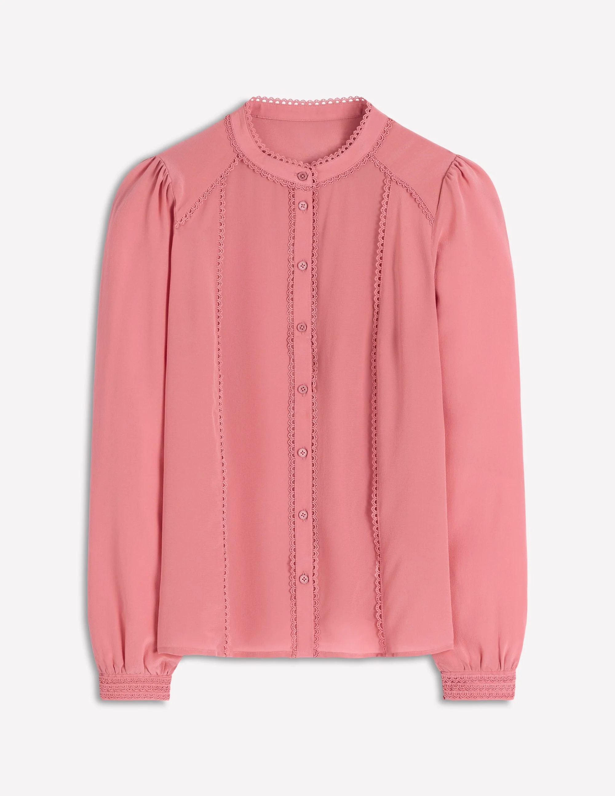 Rhea Trim Detail Silk Top-Vintage Rose - 1