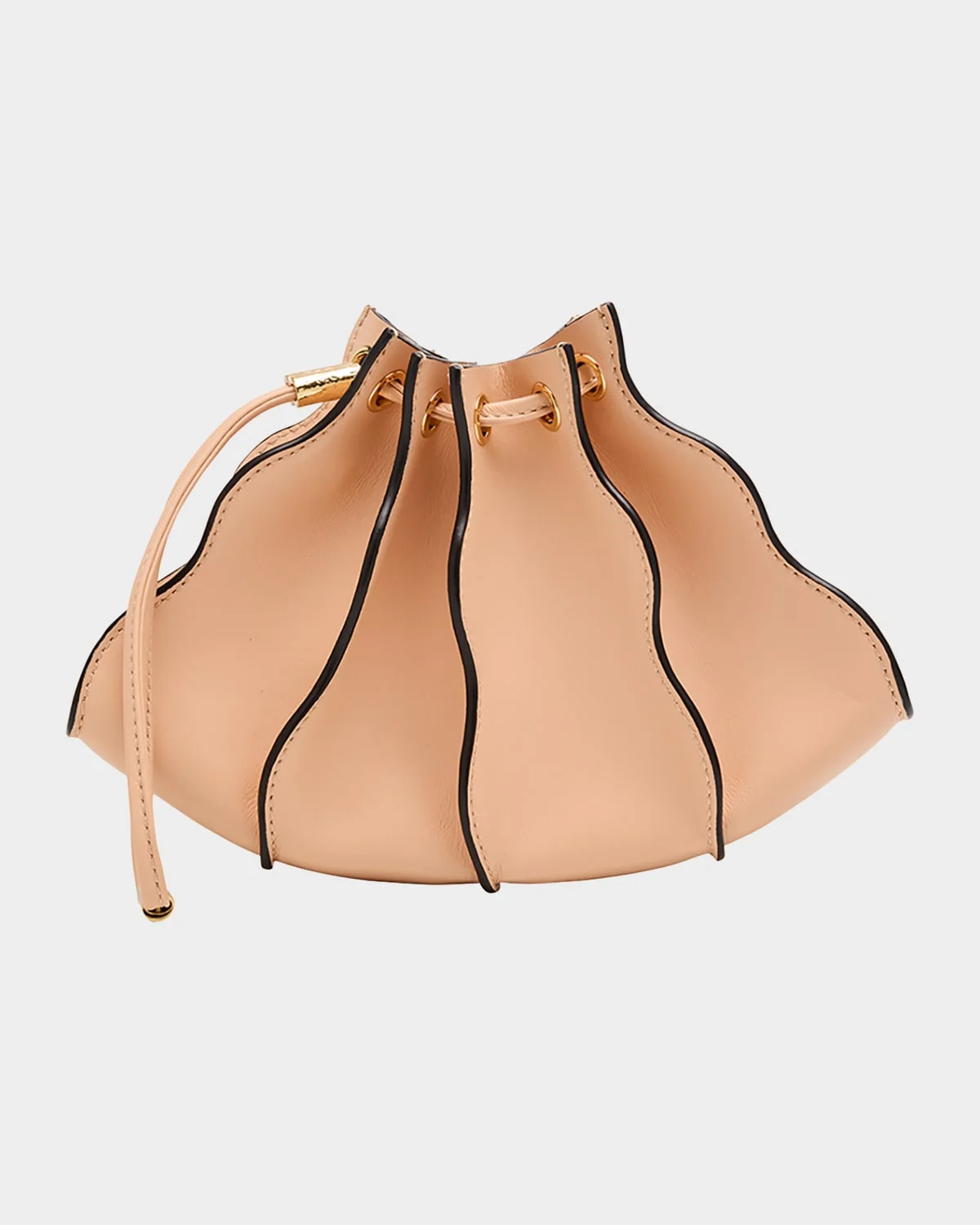 Adria Pleated Wave Leather Wristlet - 1