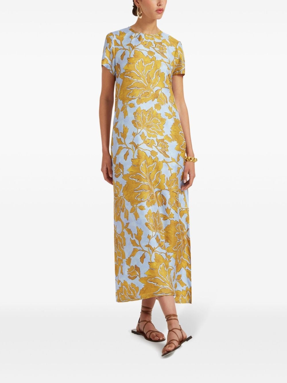 floral-print silk maxi dress - 2