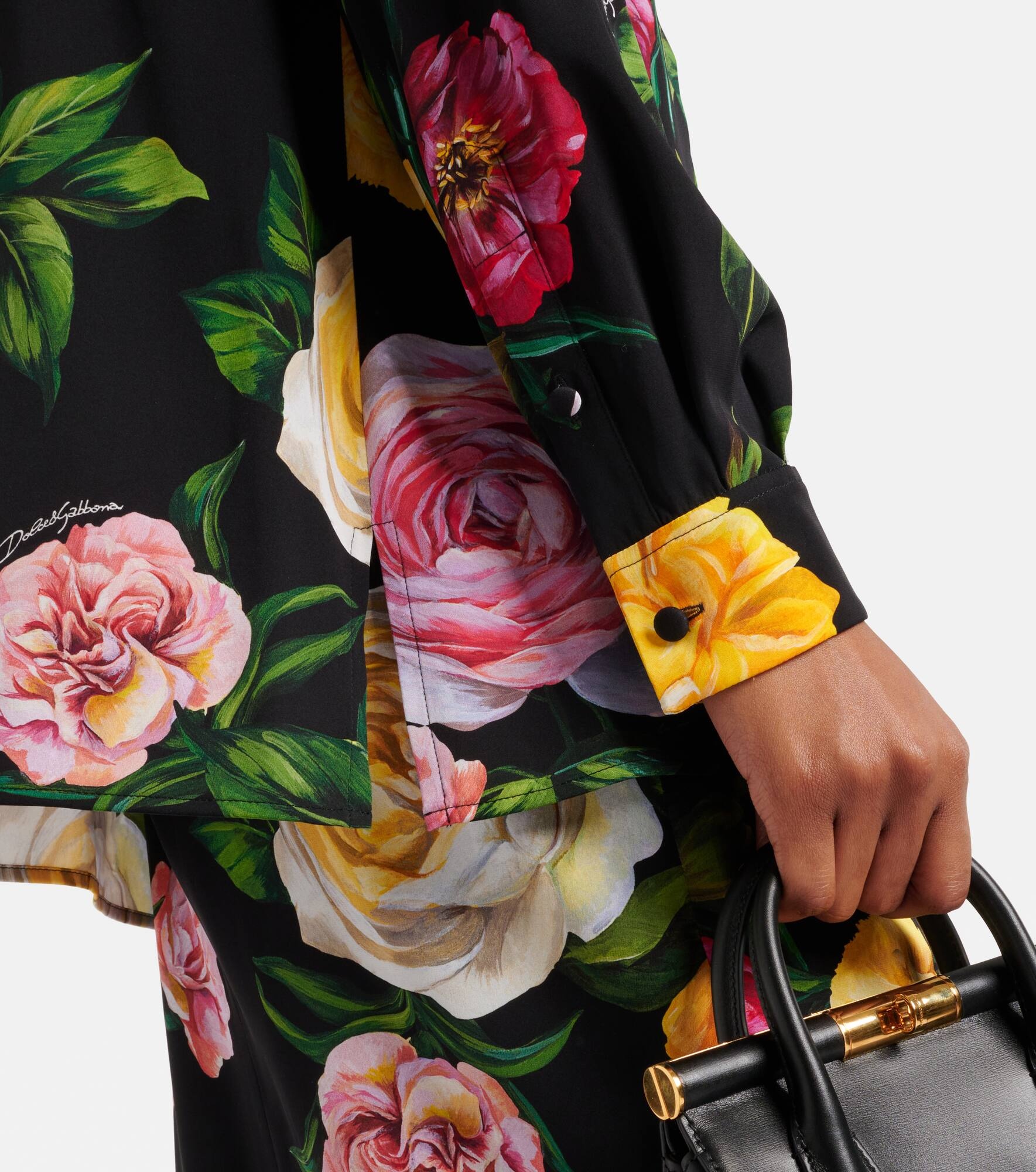 Floral silk-blend charmeuse shirt - 5