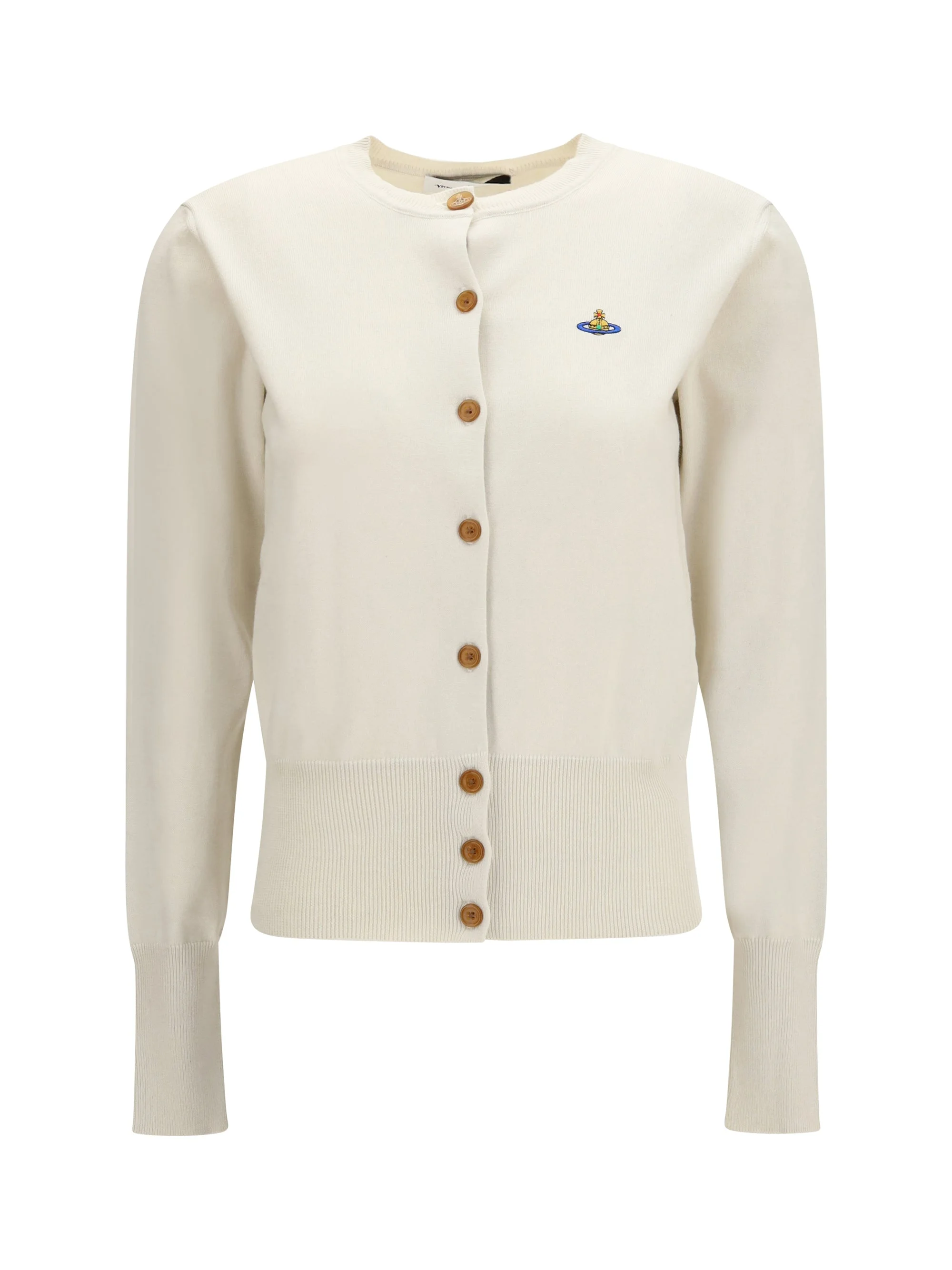 Vivienne Westwood Embroidered Orb Logo Cardigan — White - 1