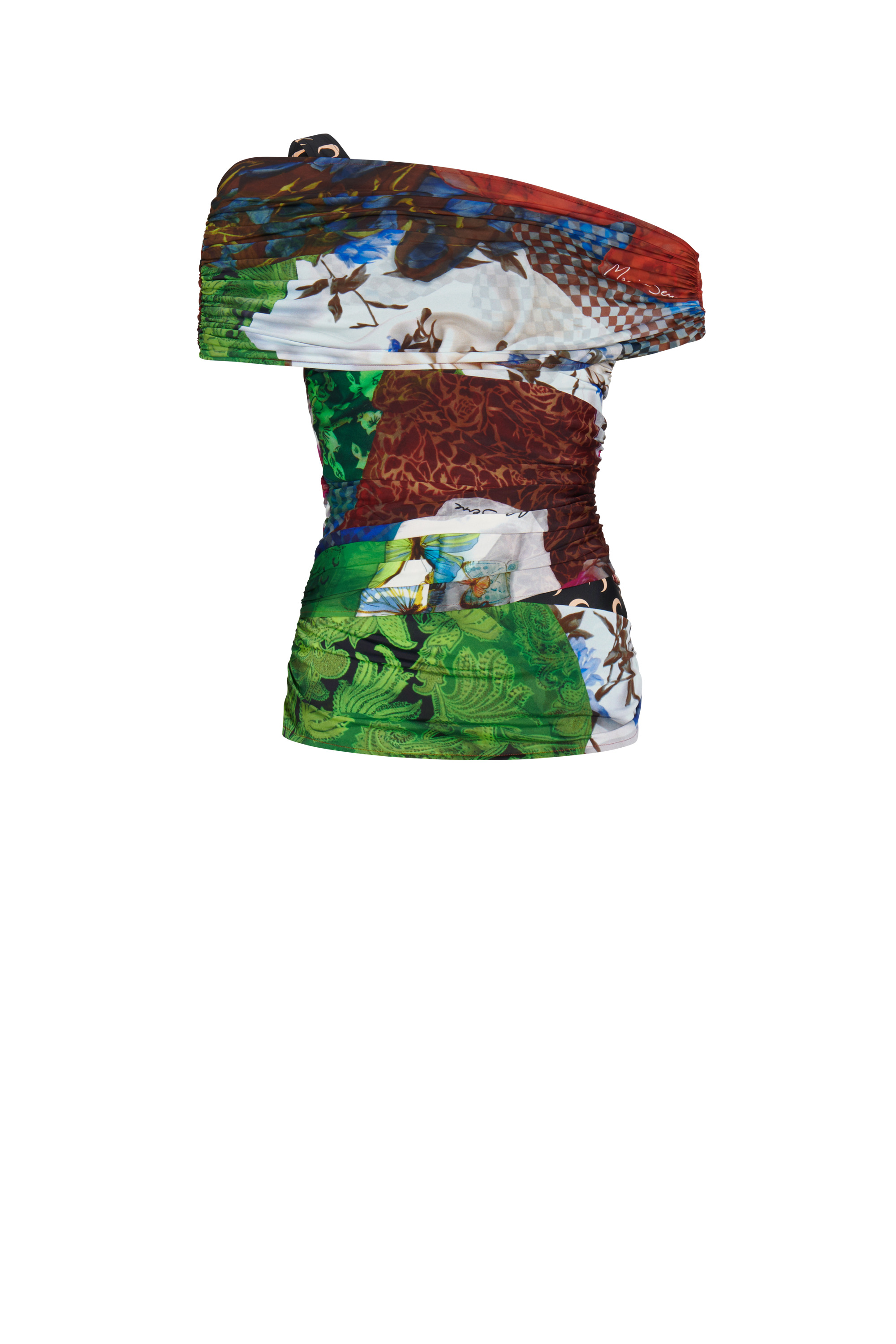 Jersey Body Shelter Draped Off Shoulder Top - 1