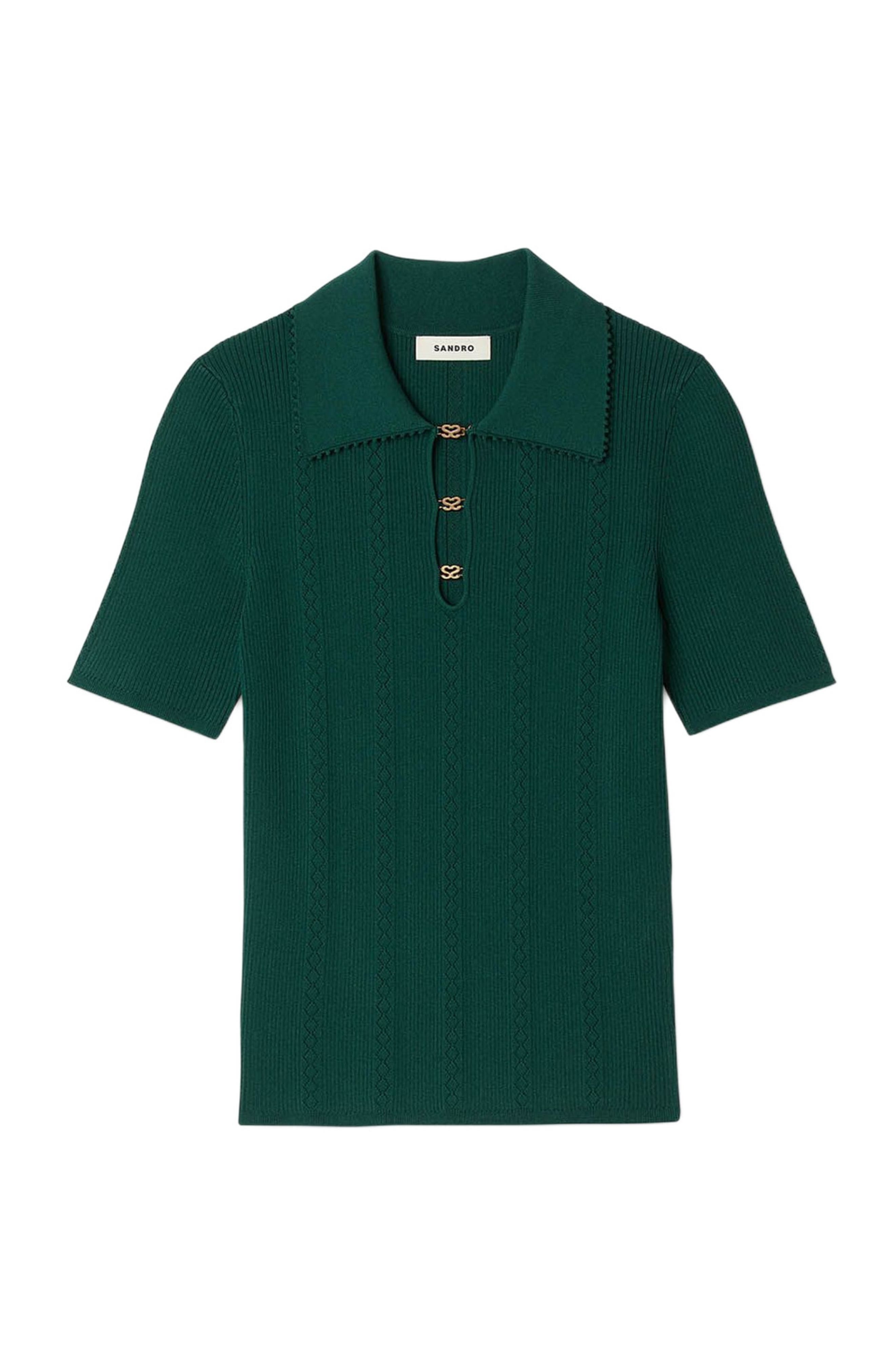 SANDRO Polo sweater in Dark Green at Nordstrom - 5