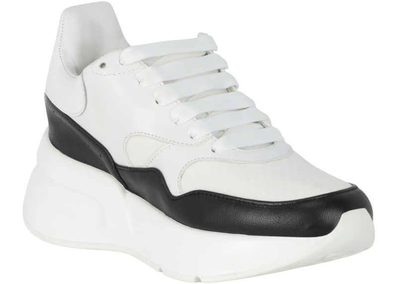 Alexander McQueen Alexander McQueen Oversized Leather Runner Sneakers White Black (Women's) outlook
