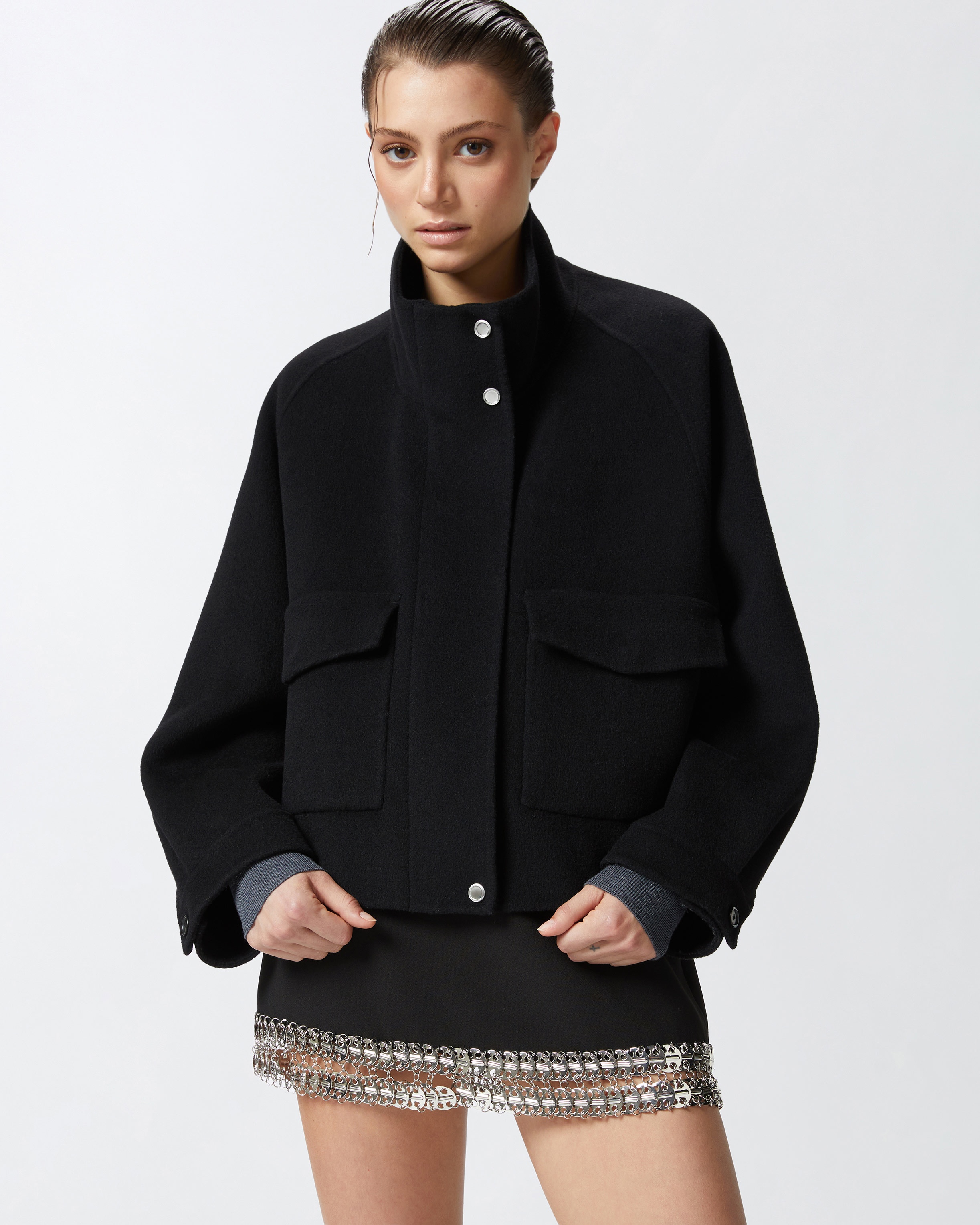 SHORT DOUBLE-LAYERED CLOTH COAT WITH HIGH NECK - 2