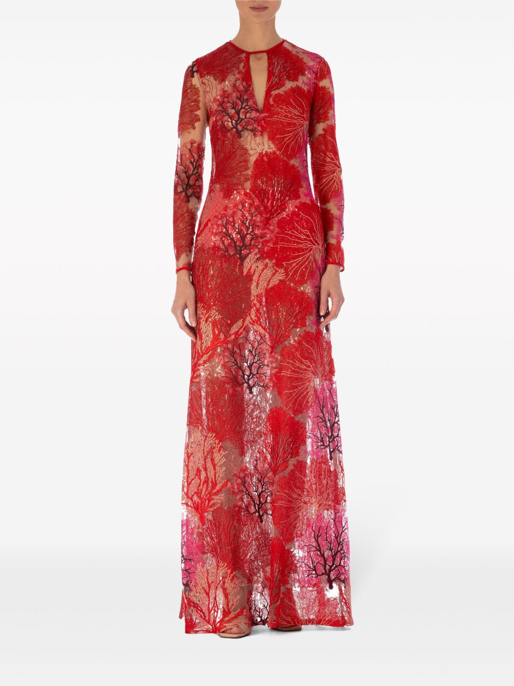 Enys coral-embroidered dress - 2