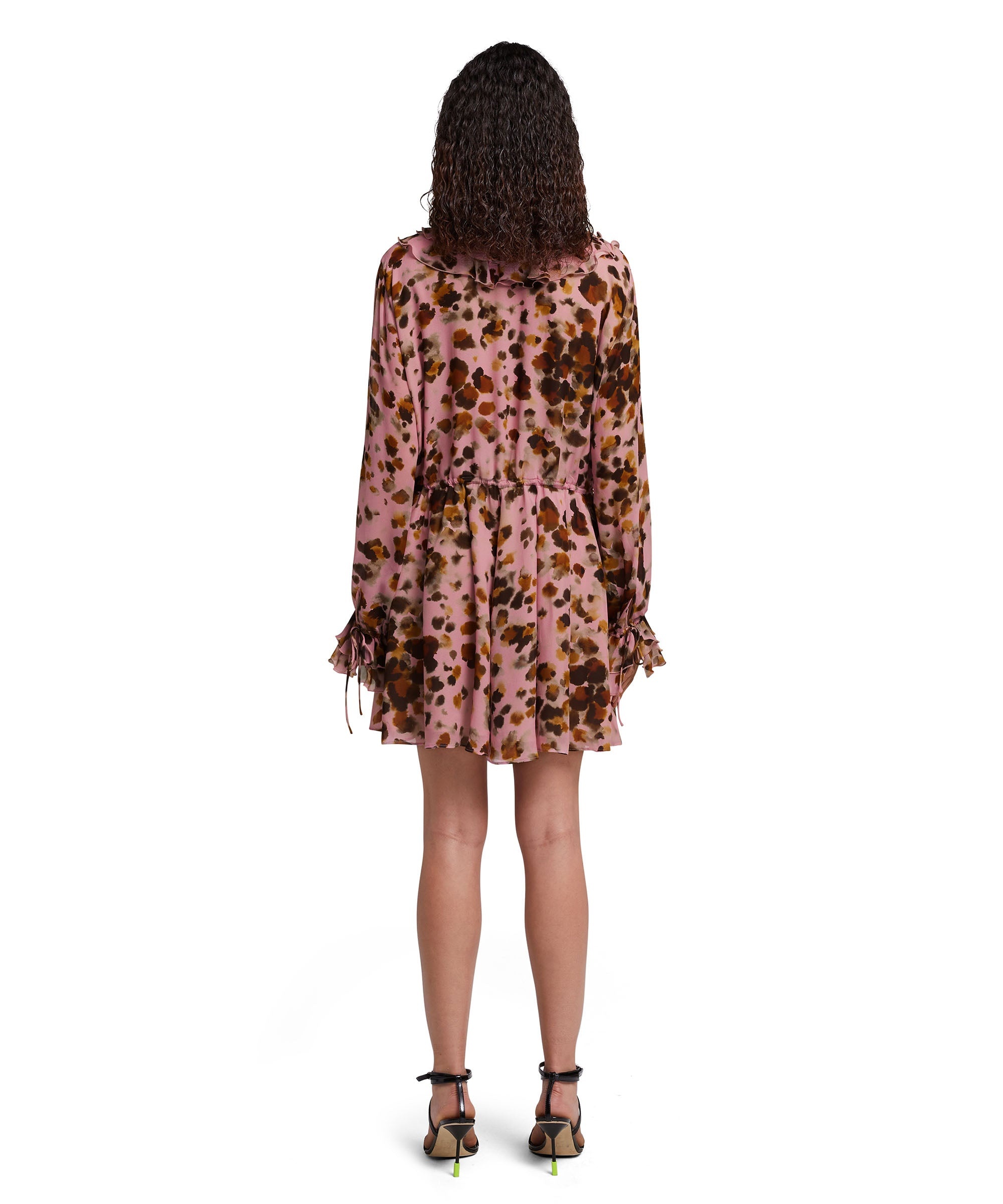 Ruffled dress with georgette print - 3