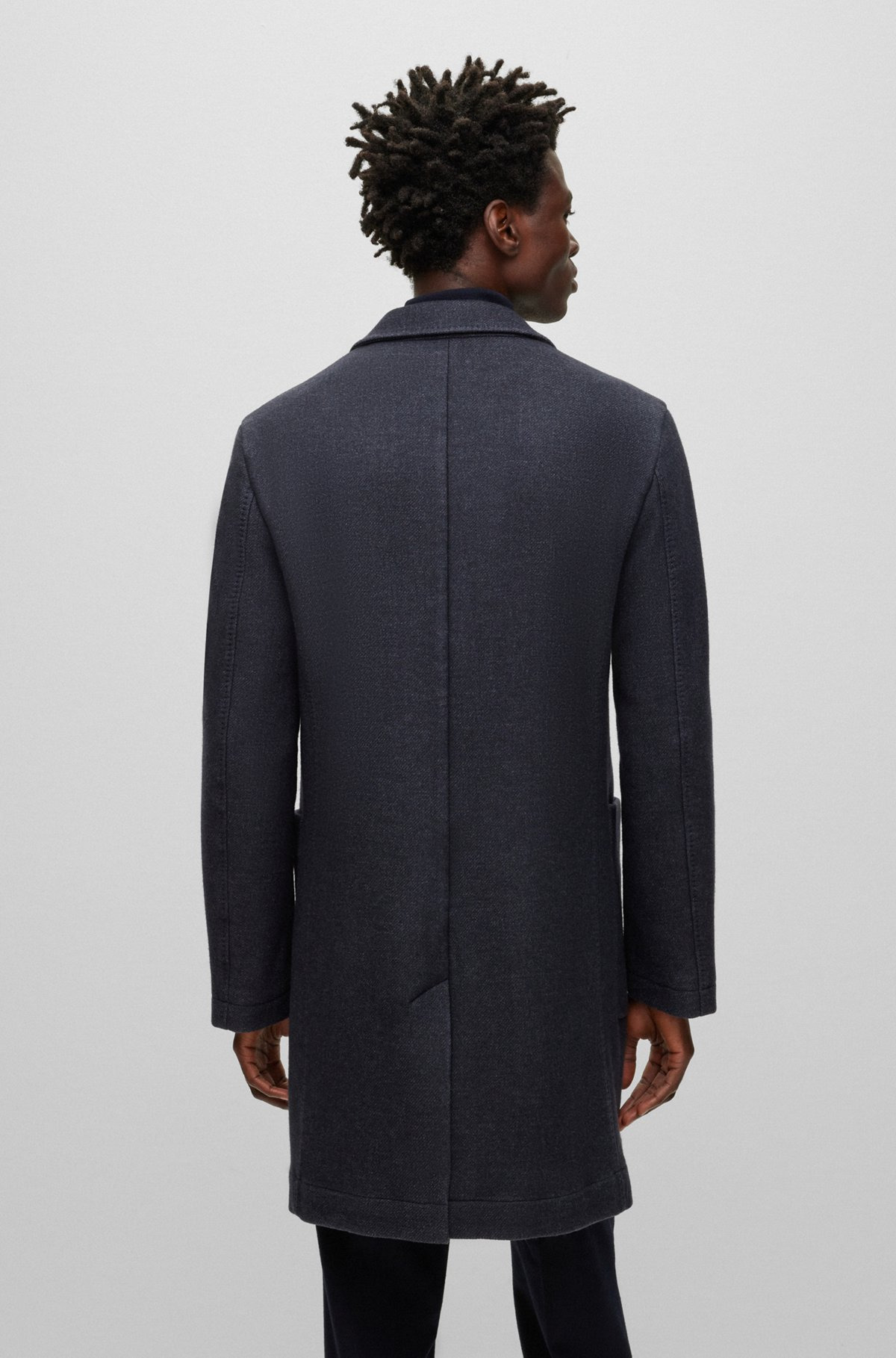 SLIM-FIT COAT IN A MICRO-PATTERNED WOOL BLEND - 5