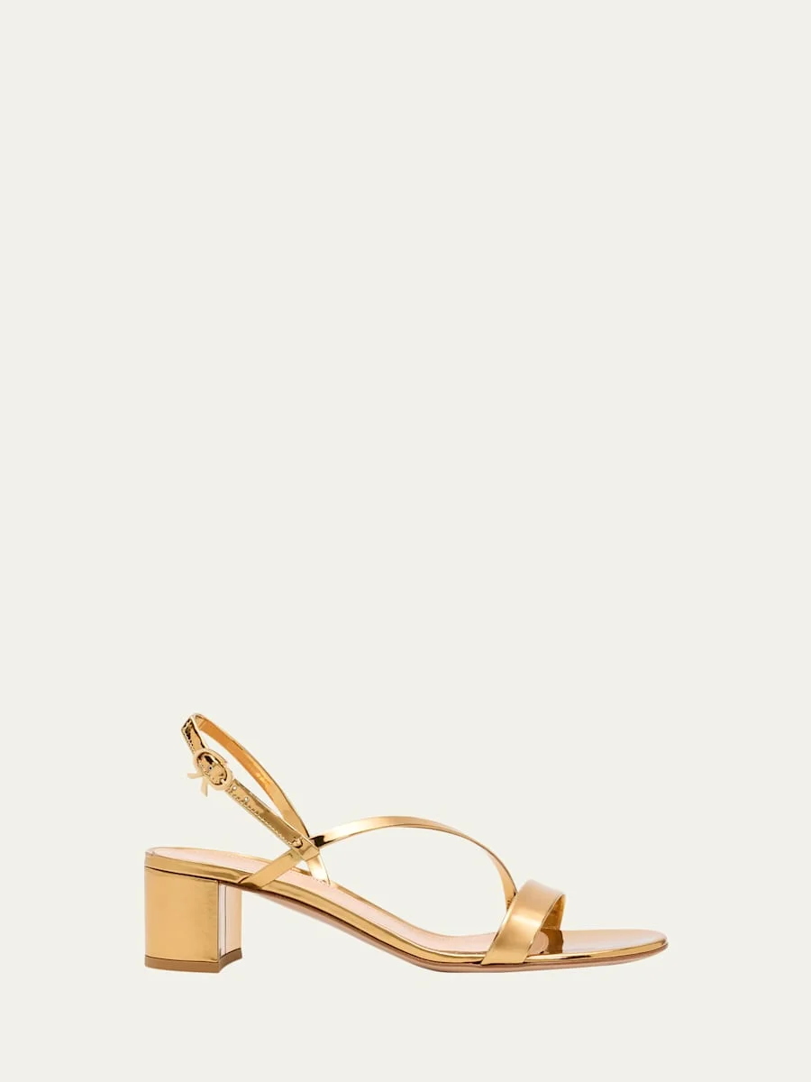 45mm Betsy Metallic Leather Sandals - 1