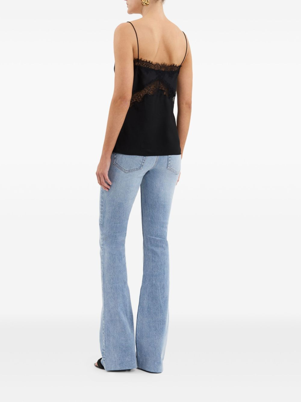 lace-insert satin vest - 4