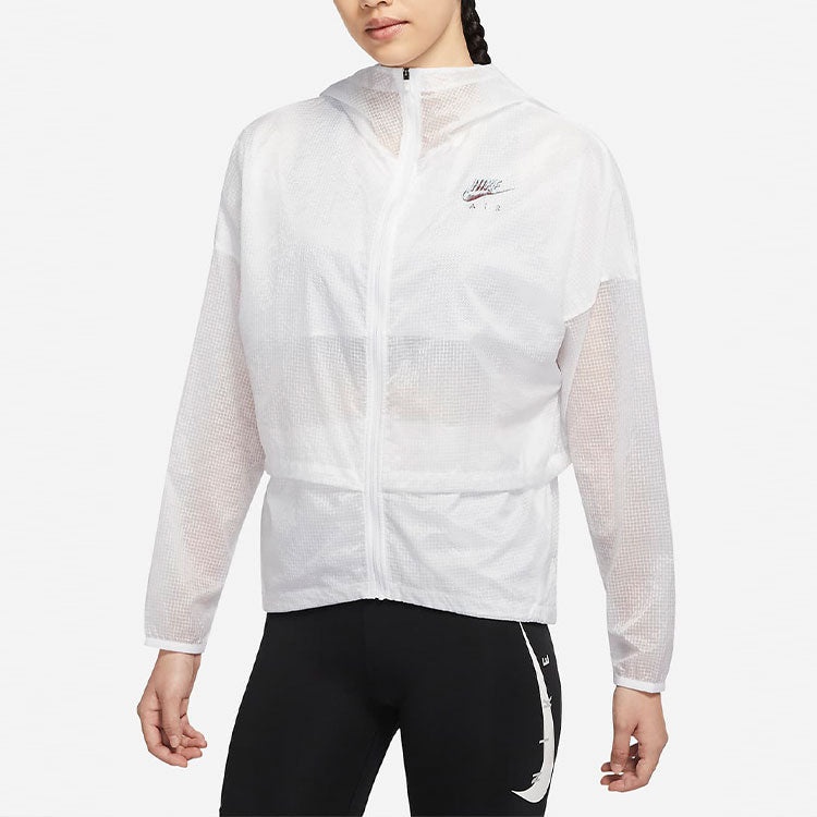 (WMNS) Nike Solid Color Logo Zipper Long Sleeves Hooded Jacket White DM7794-100 - 3