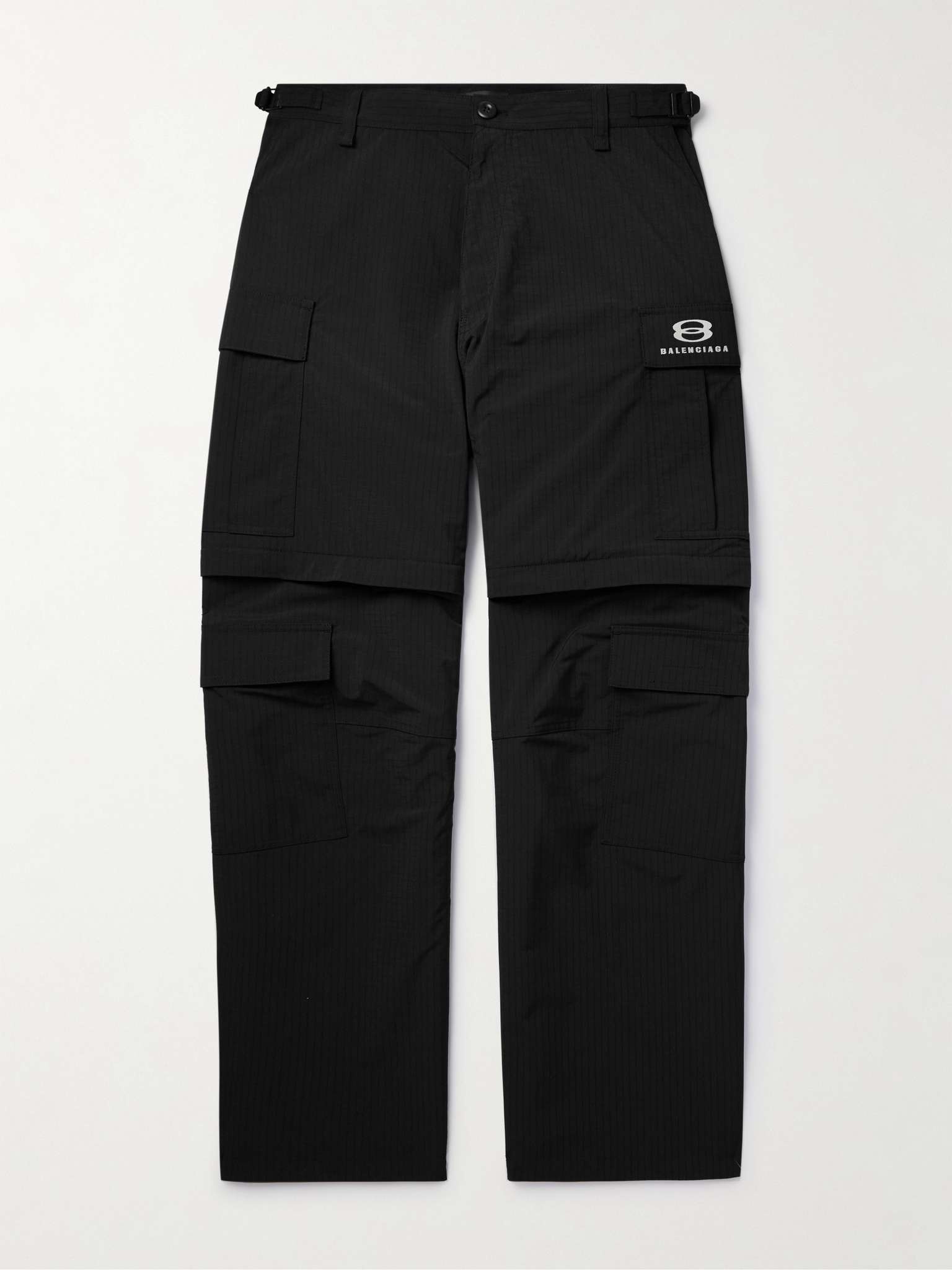 Wide-Leg Logo-Embroidered Ripstop Cargo Trousers