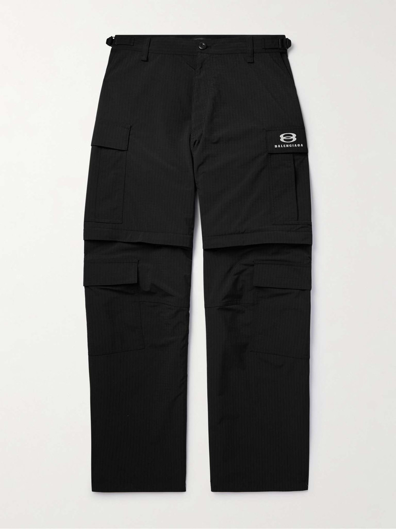 Wide-Leg Logo-Embroidered Ripstop Cargo Trousers - 1