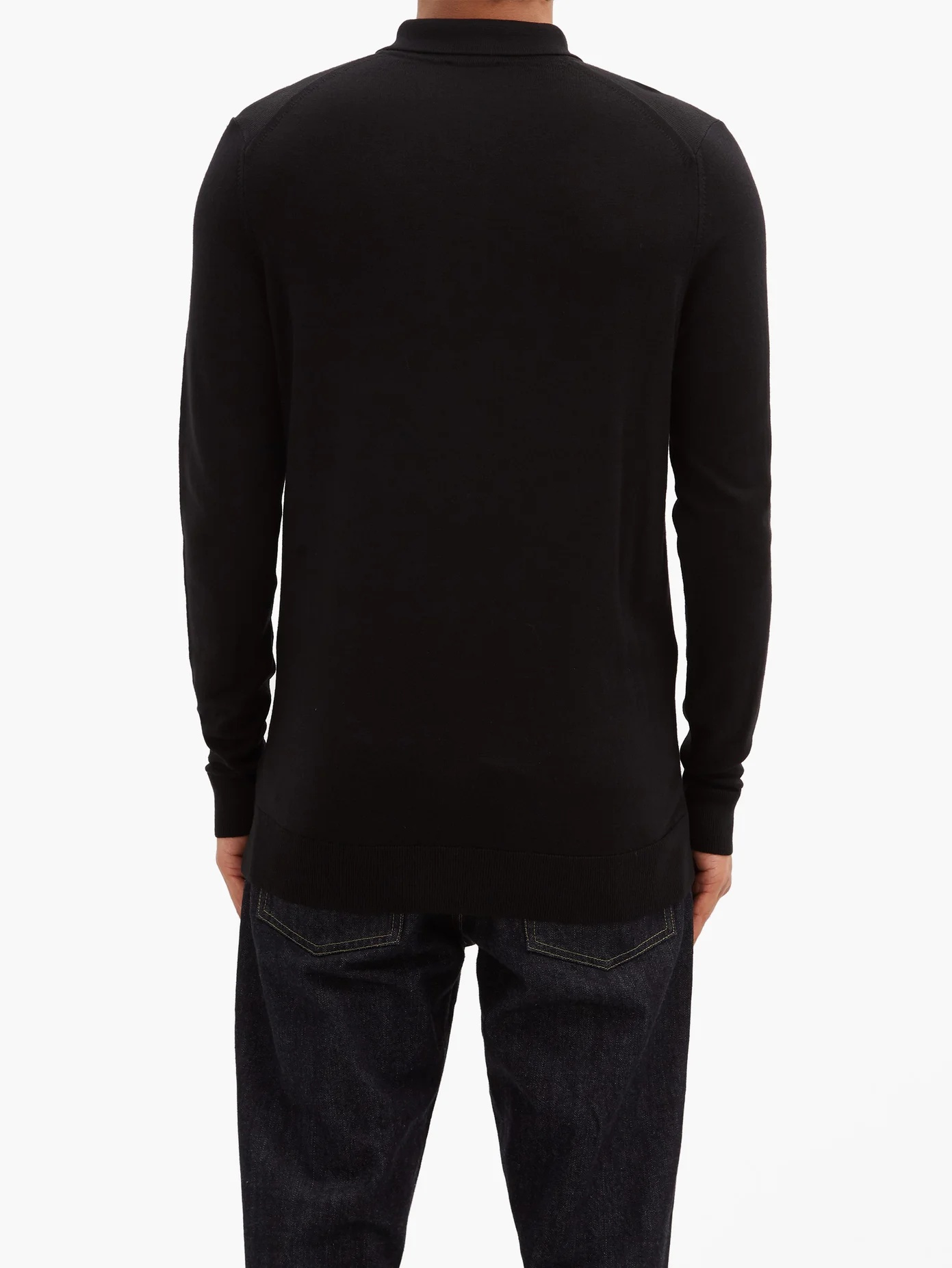 Long-sleeved merino-wool knitted polo shirt - 5