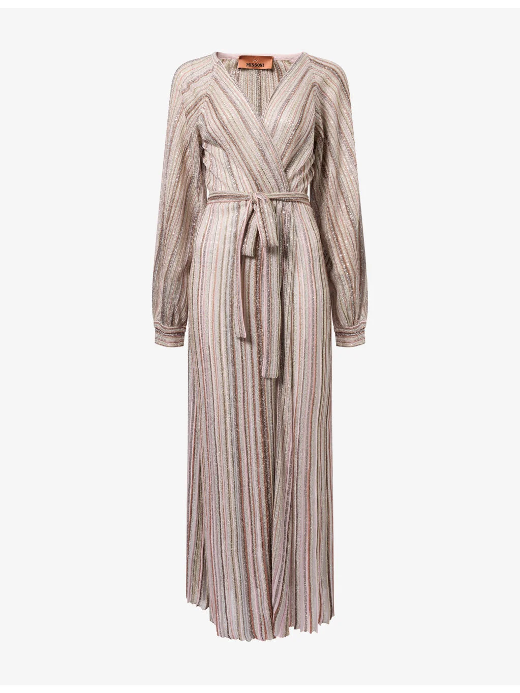 Belted Sequin Woven Long Cardigan - 1