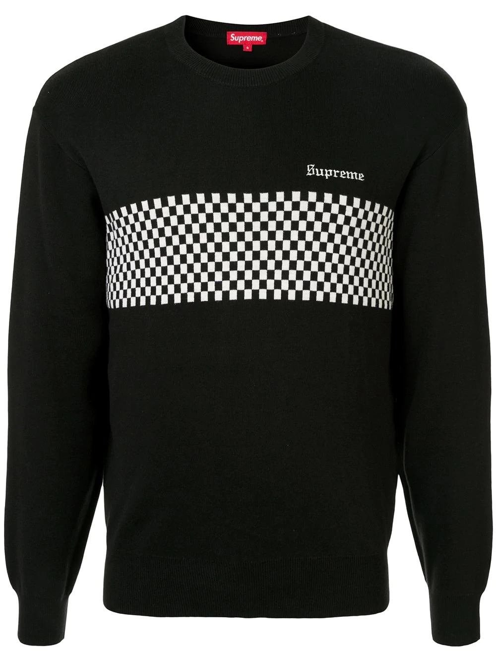 checkered panel sweatshirt - 1