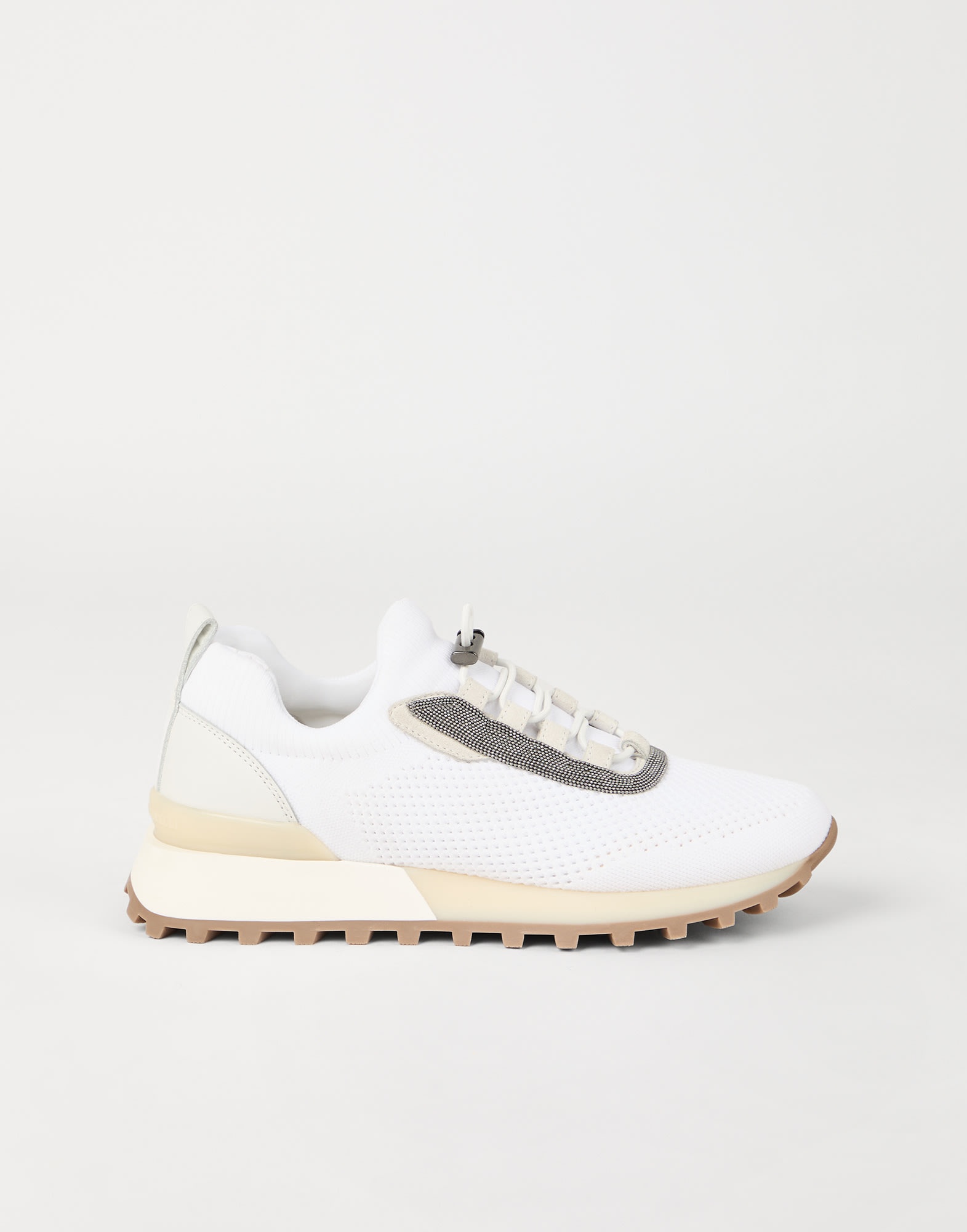 Techno fabric and calfskin runners with precious trim - 5