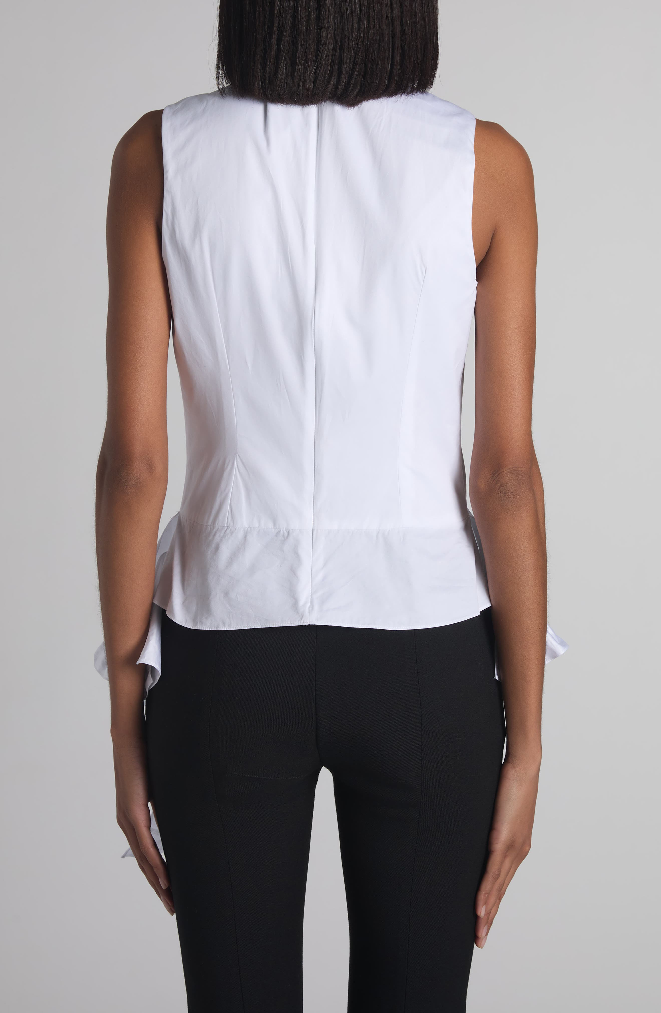 McQueen Asymmetric Ruffle Cotton Top in Ivory at Nordstrom - 2