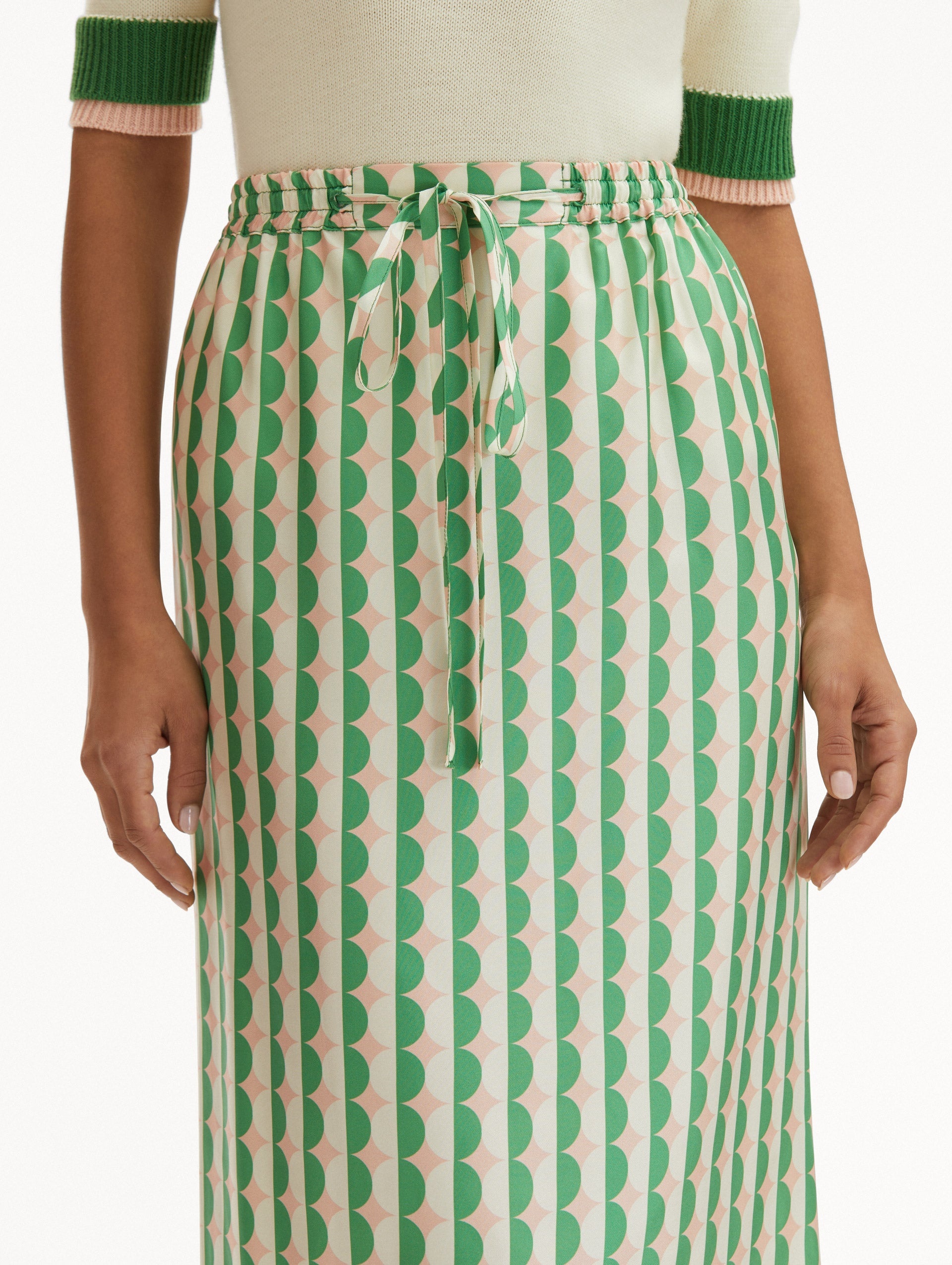 GEOMETRIC CIRCLE SILK TWILL SKIRT - 6