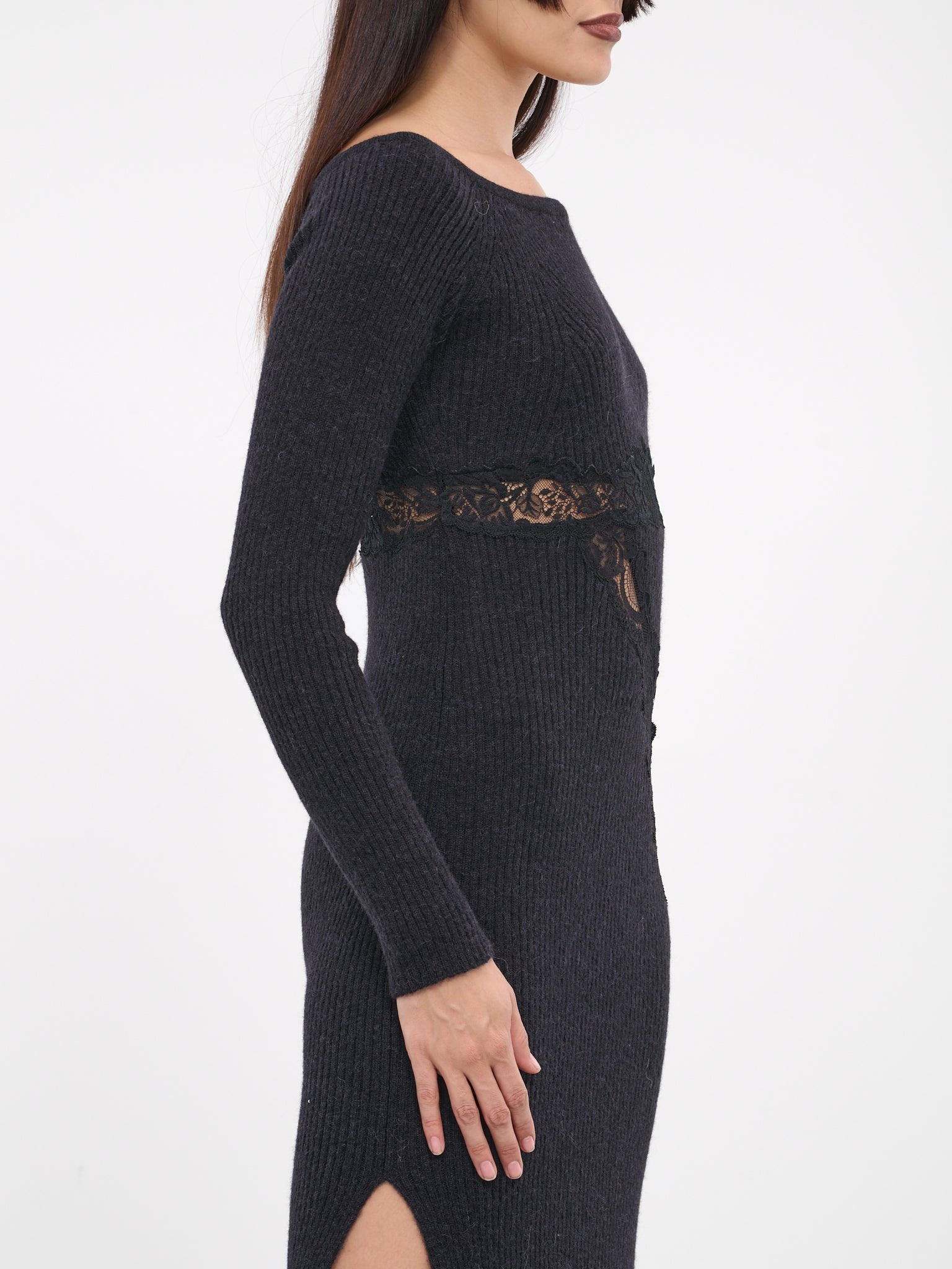 Lace Rib-Knit Dress - 4