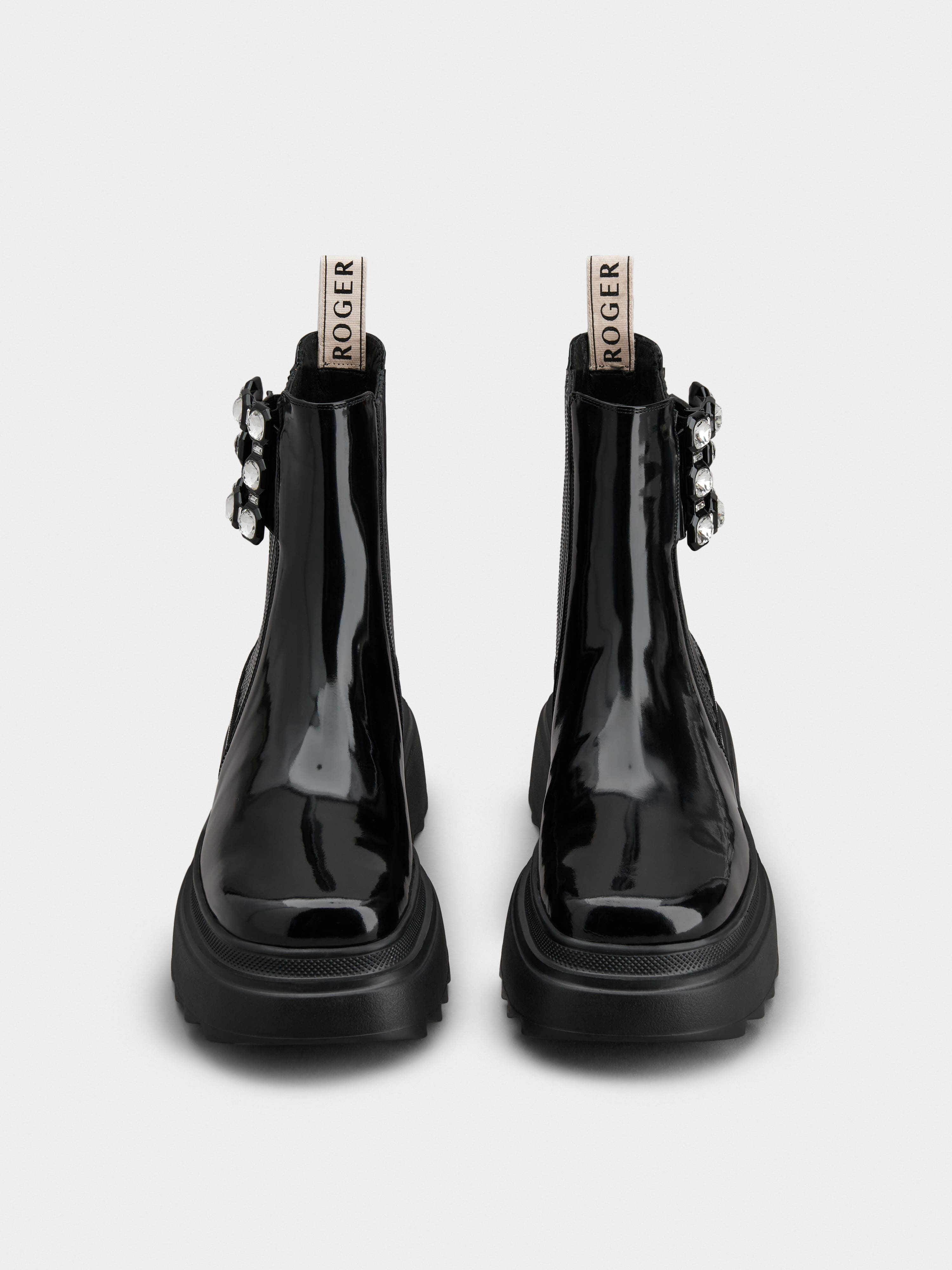 Wallaviv Strass Buckle Chelsea Ankle Boots in Patent Leather - 7