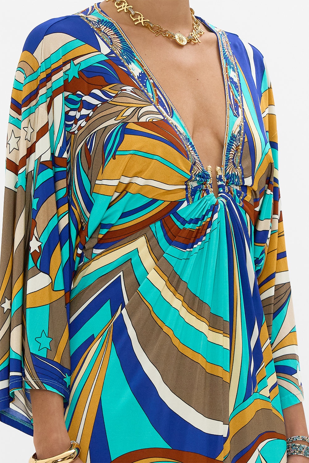 DRAPED JERSEY DRESS WITH HARDWARE - 6