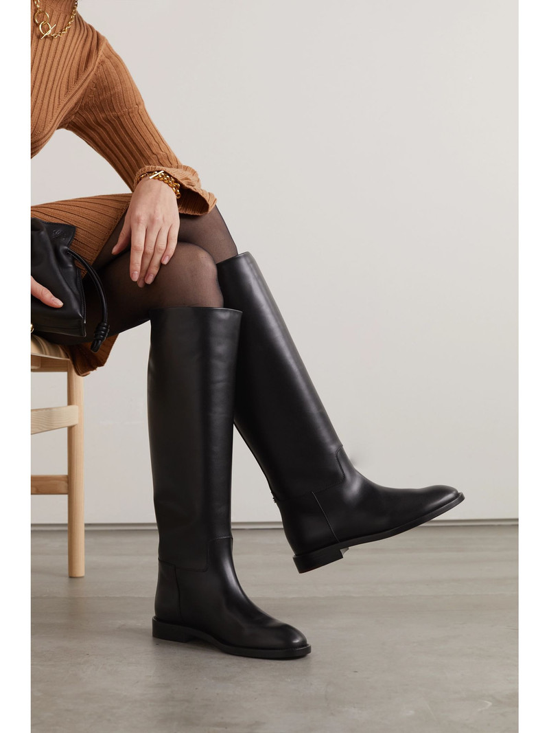 Loro Piana Decker leather knee boots Black outlook