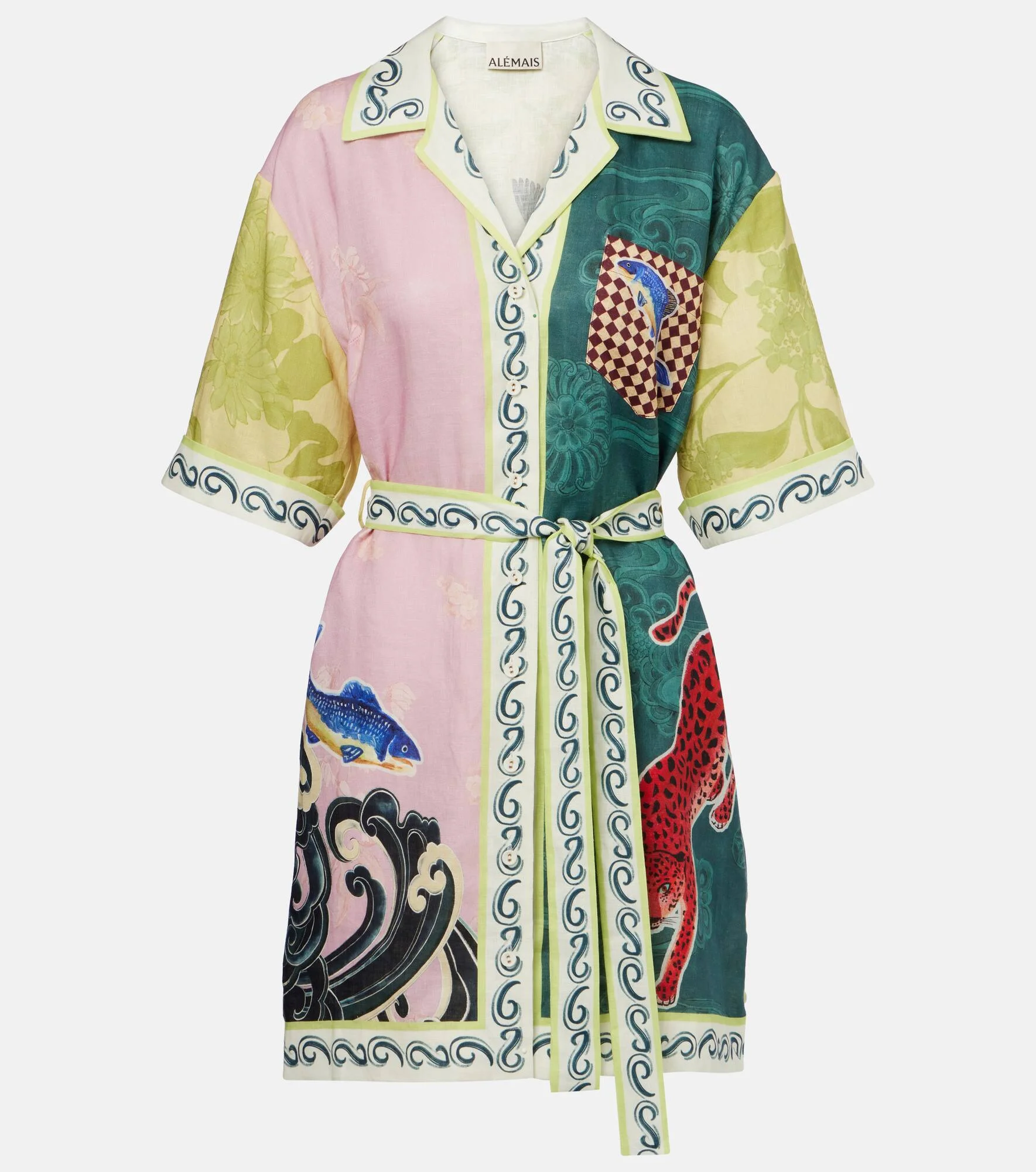 Rochester belted linen minidress - 1