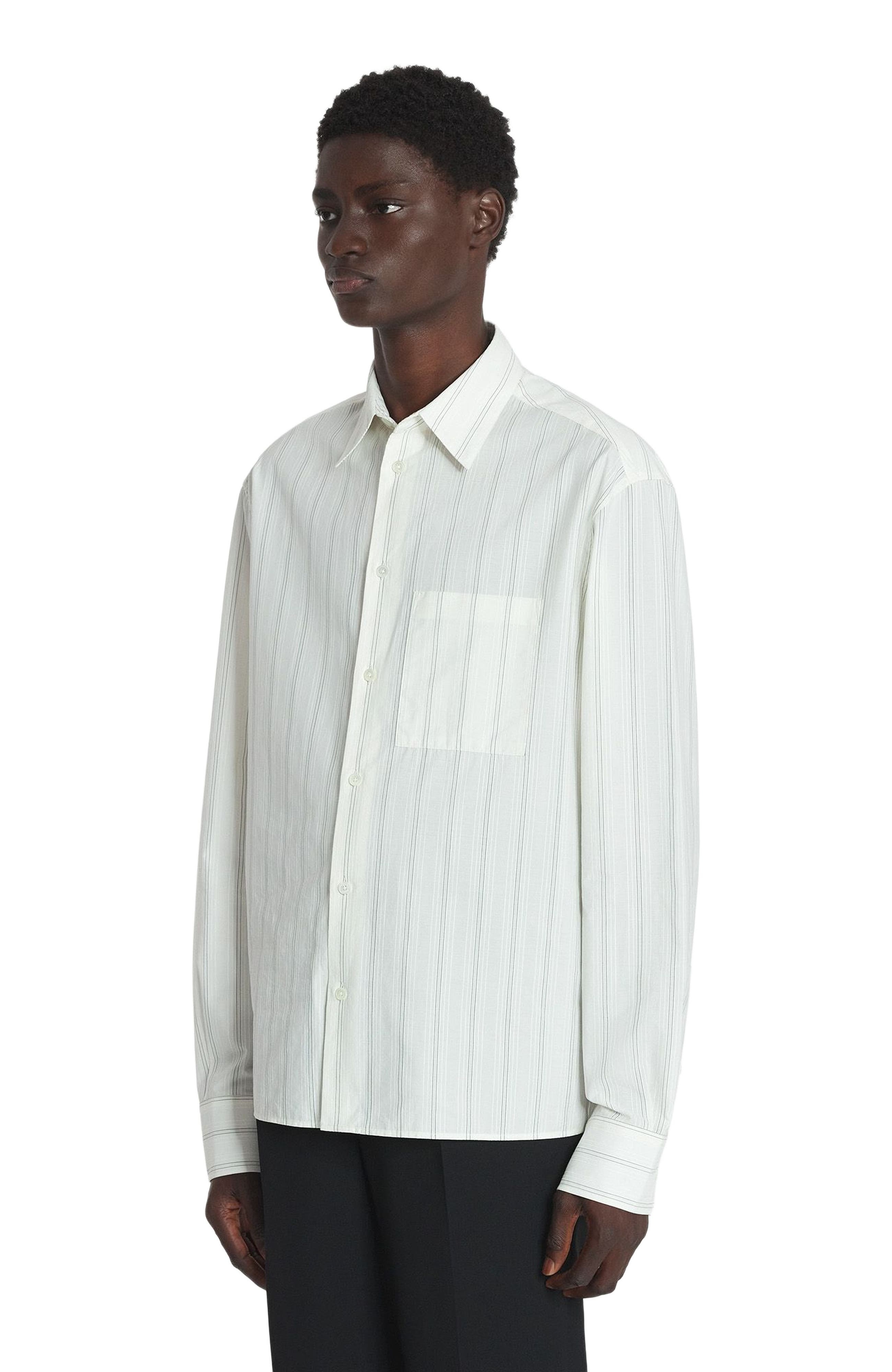 Lanvin STRAIGHT COTTON SHIRT in White/black at Nordstrom - 7