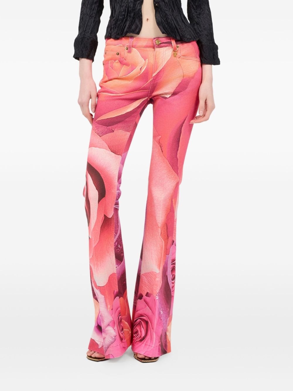 floral-print flared jeans - 3