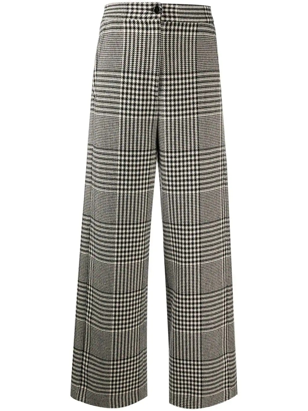 Houndstooth-pattern wide-leg trousers - 1