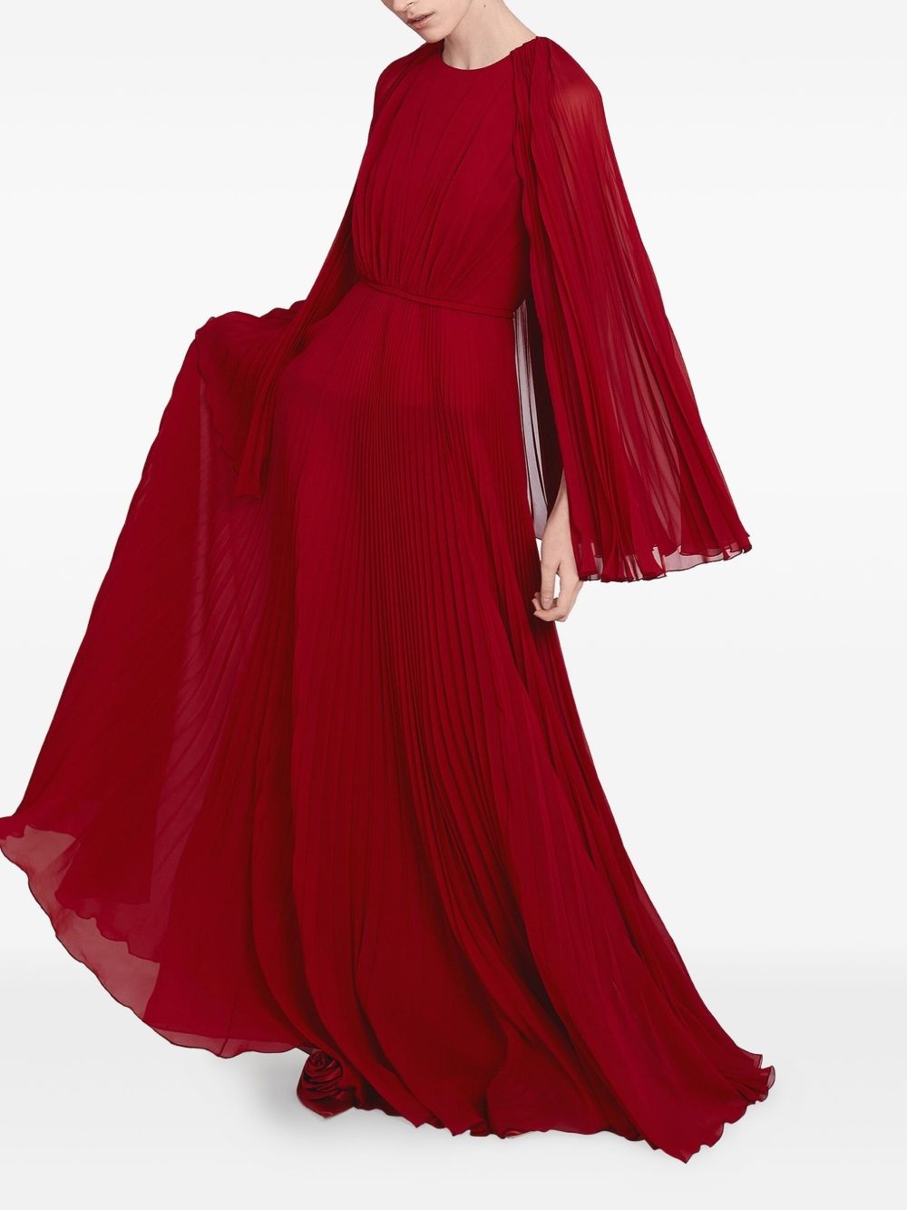 pleated cape-detail dress - 2