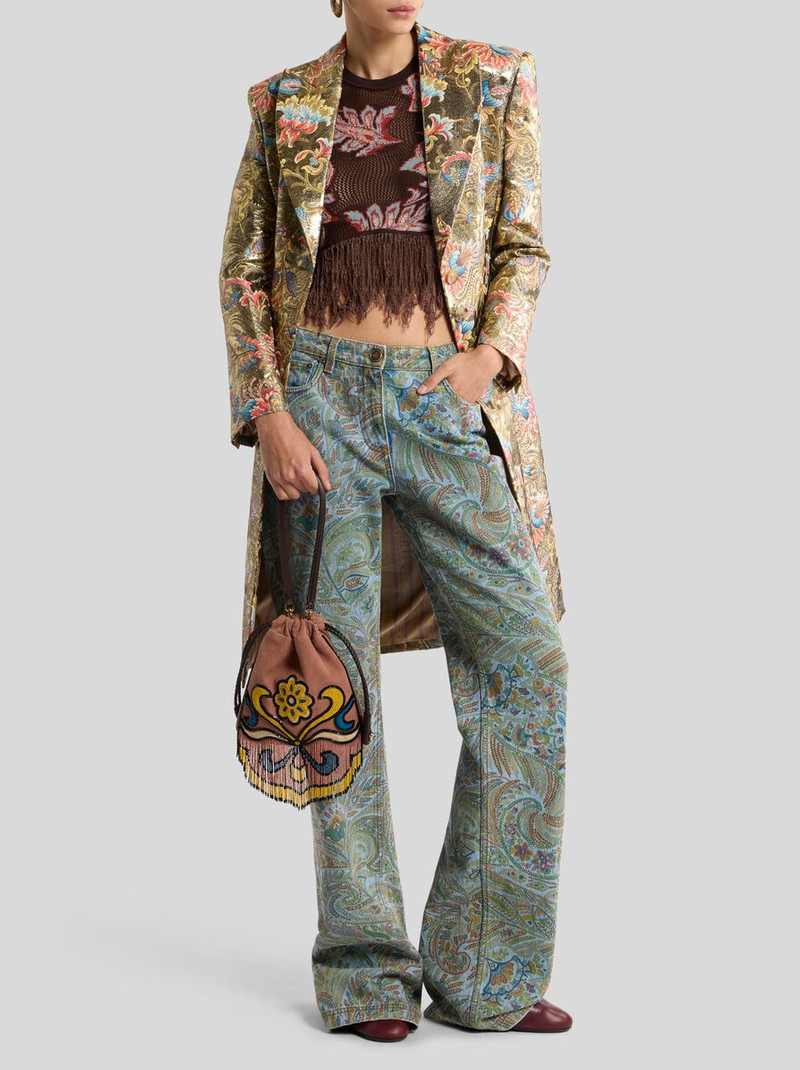 CROP TOP IN COTTON-BLEND JACQUARD WITH FRINGING AND FLORAL MOTIF 4