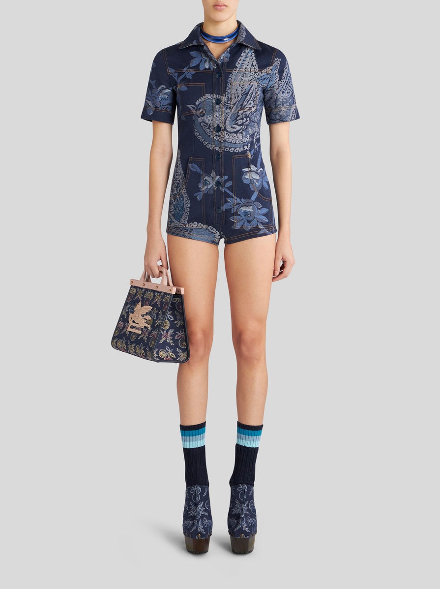 MINI JACQUARD DENIM JUMPSUIT - 3