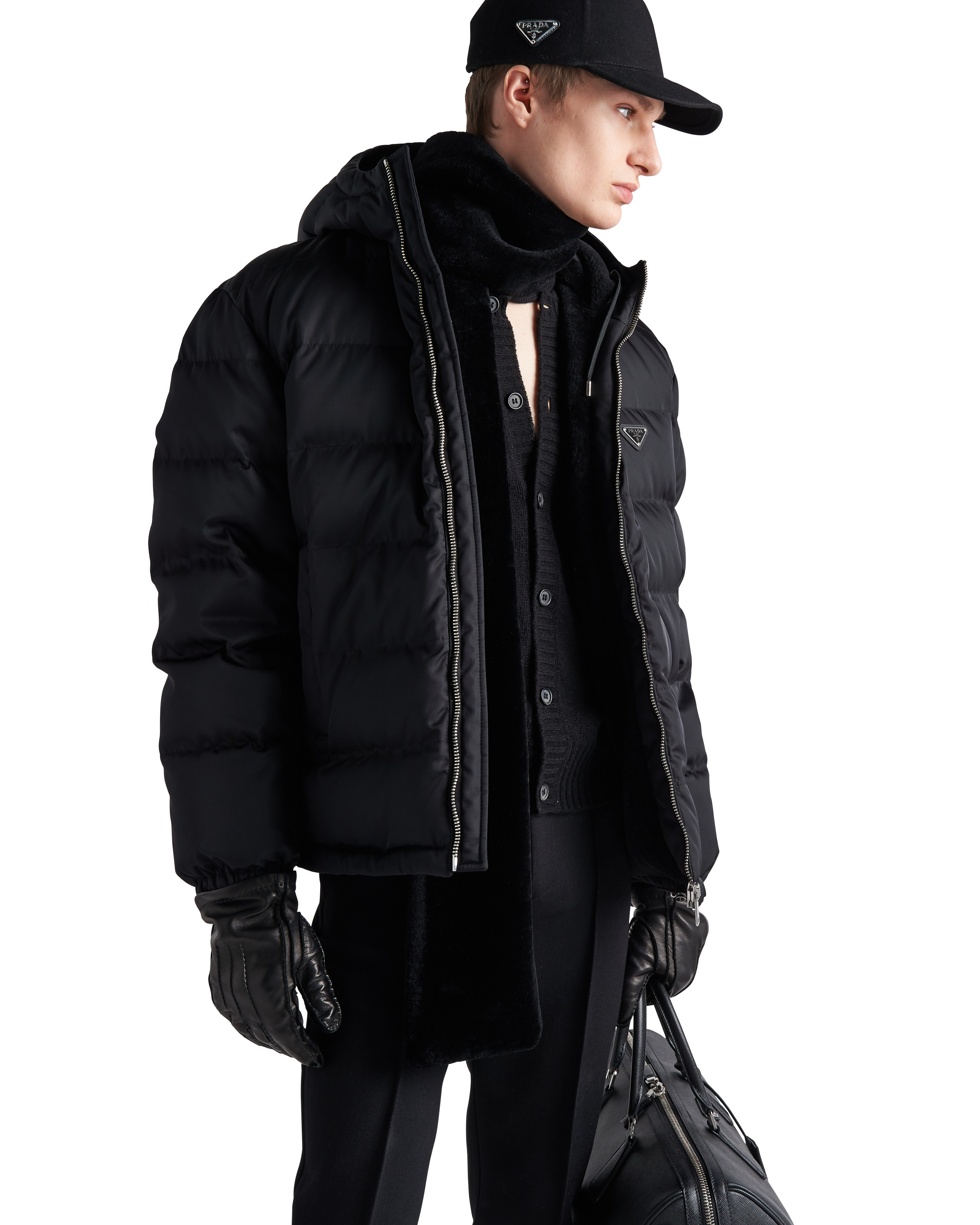 Cropped Re-Nylon down jacket - 2