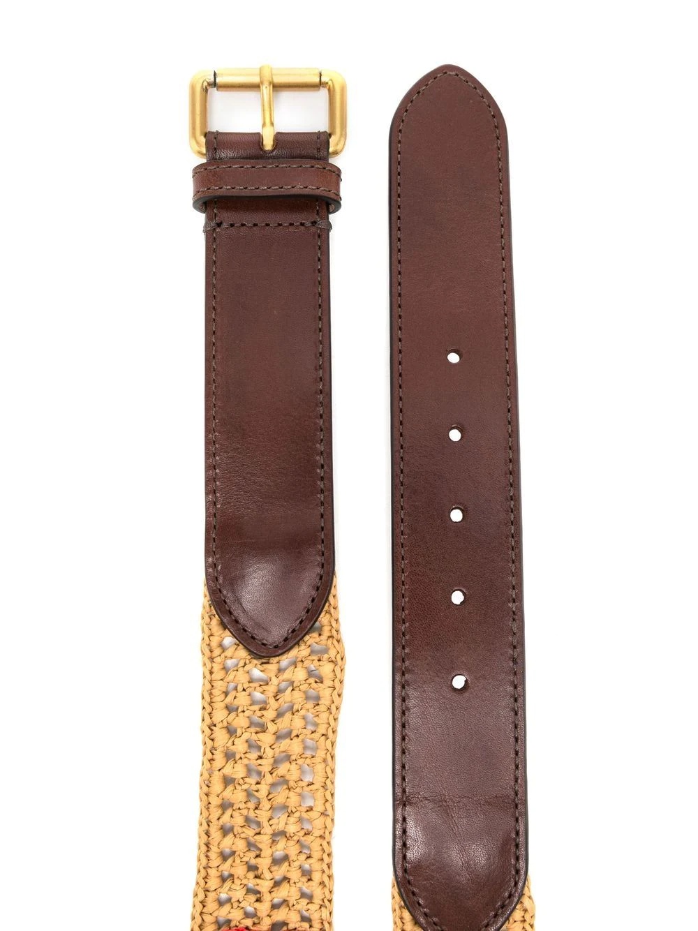 interwoven raffia-leather belt - 2