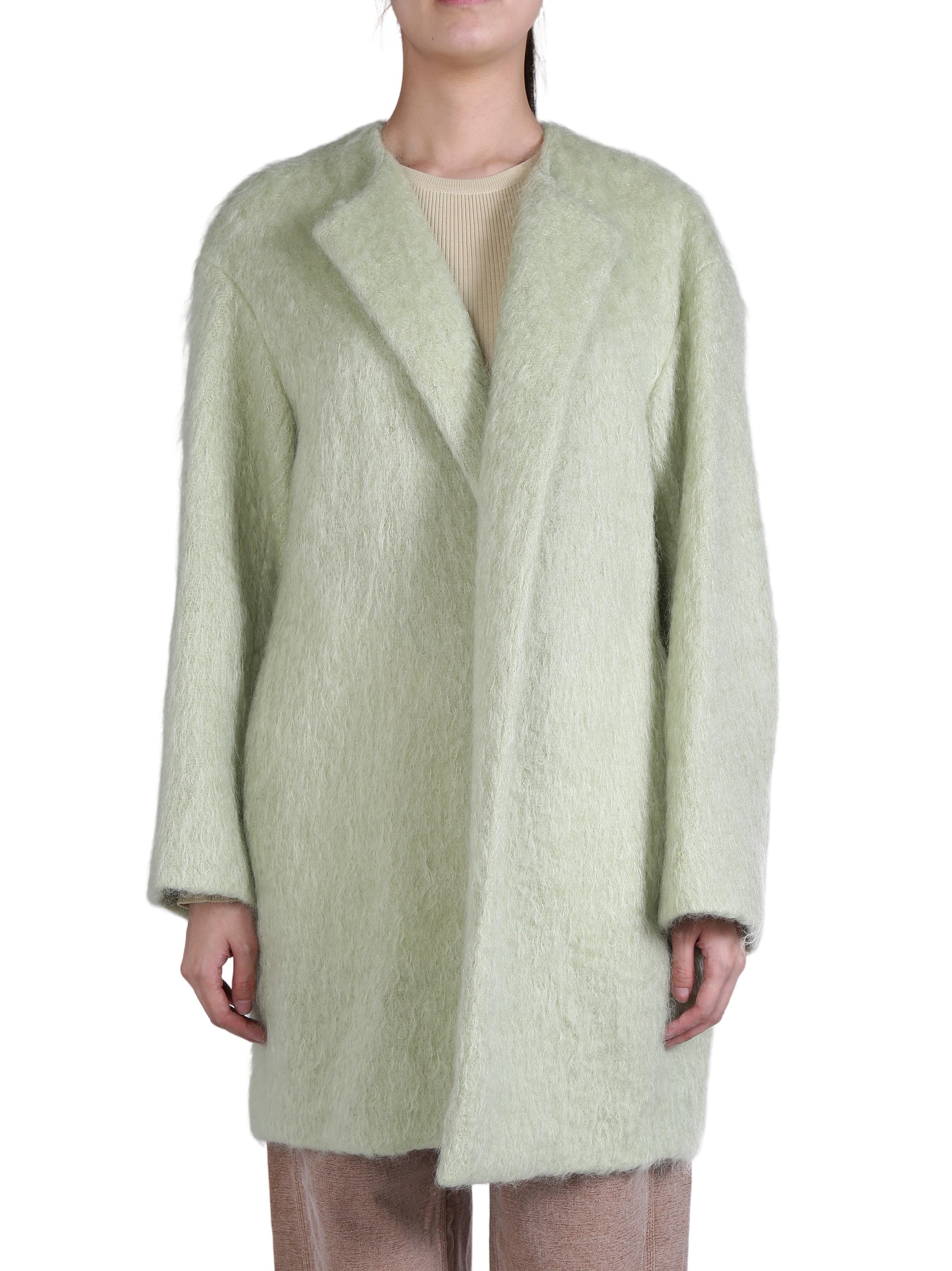 オーラリー AURALEE MOHAIR SHAGGY COAT Auralee Brushed Mohair Shaggy Coat in Khaki Curated at Jake