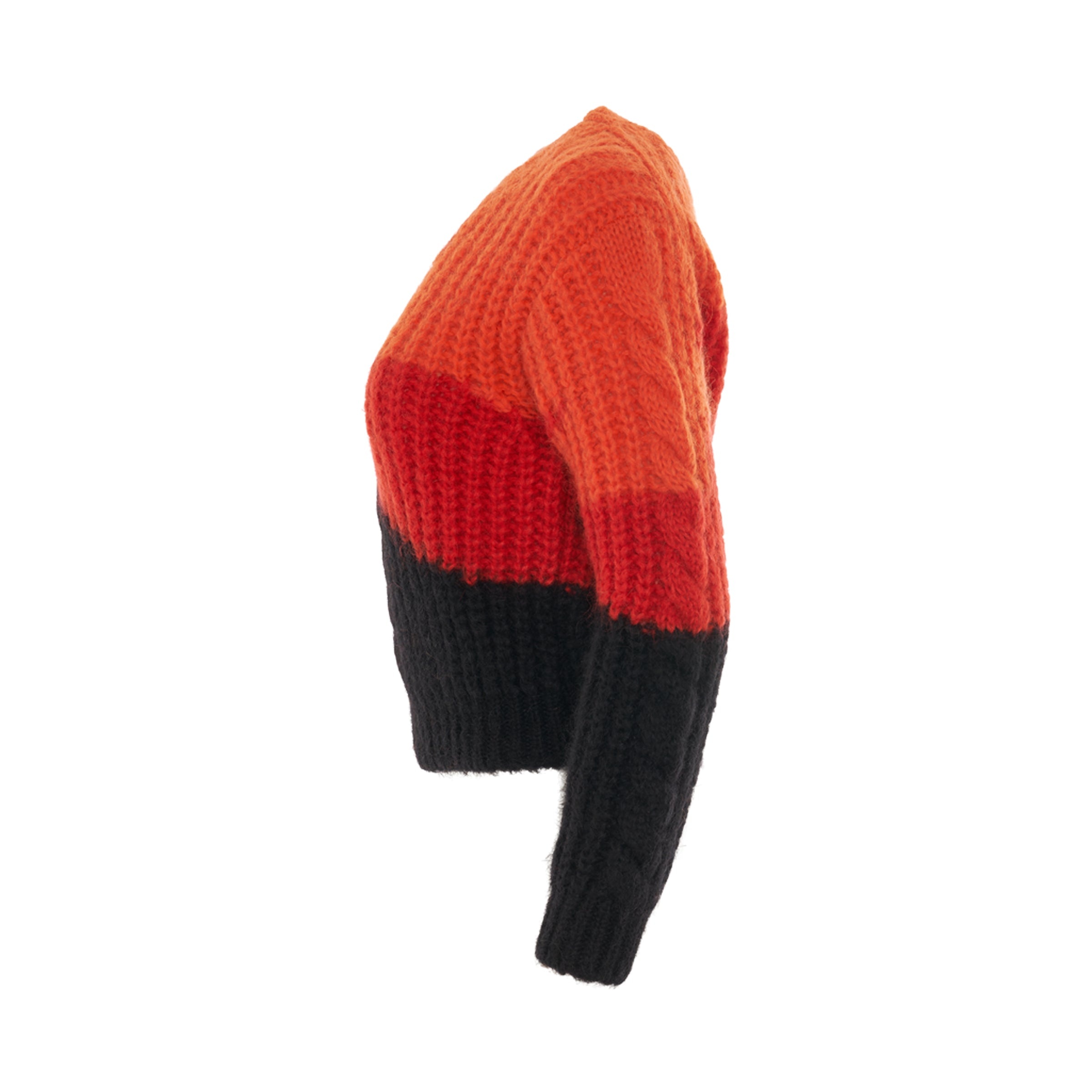 Multicolour Mohair Crewneck Sweater in Orange/Red/Black - 3