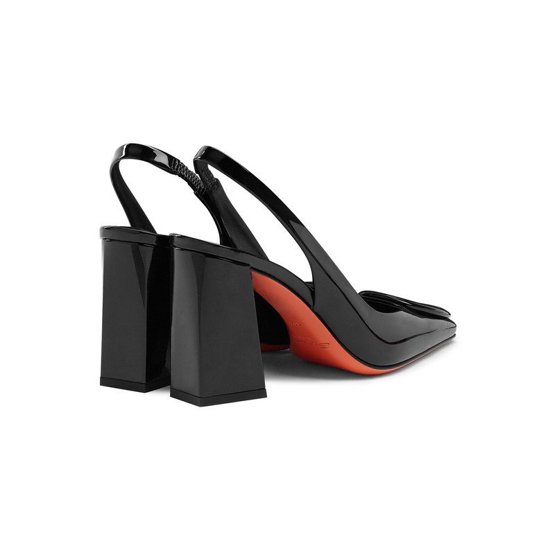 Women’s black patent leather high-heel slingback 4