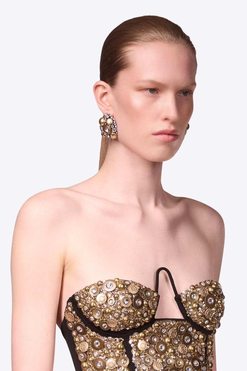 AREA CRYSTAL BUTTON CLUSTER EARRINGS outlook