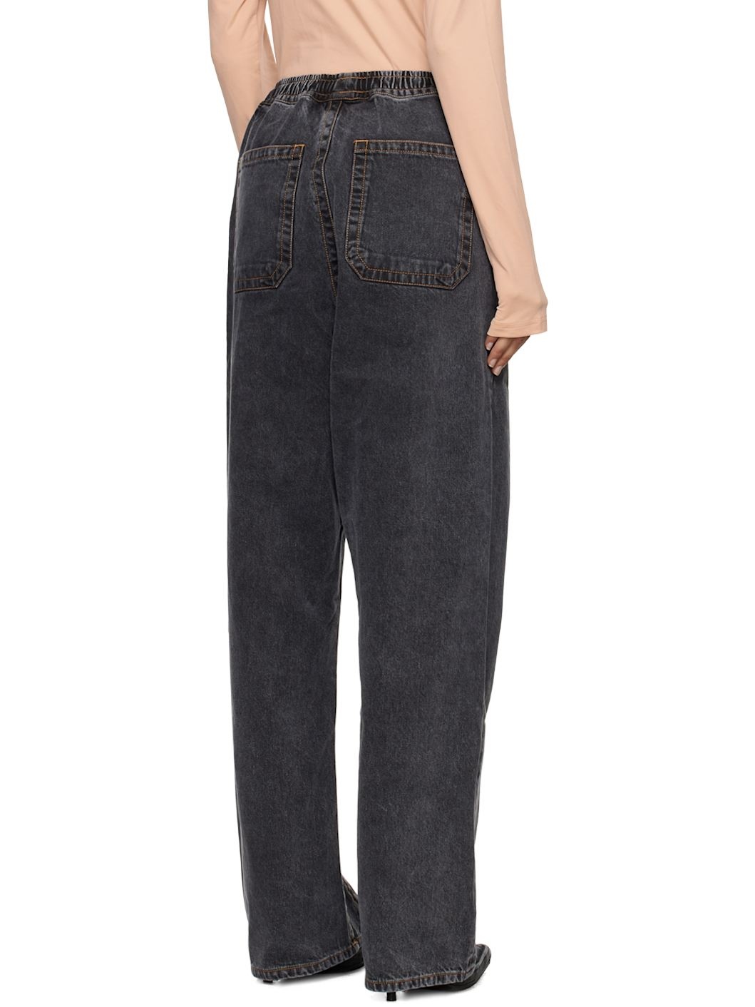Black Pinched Logo Souffle Jeans - 3