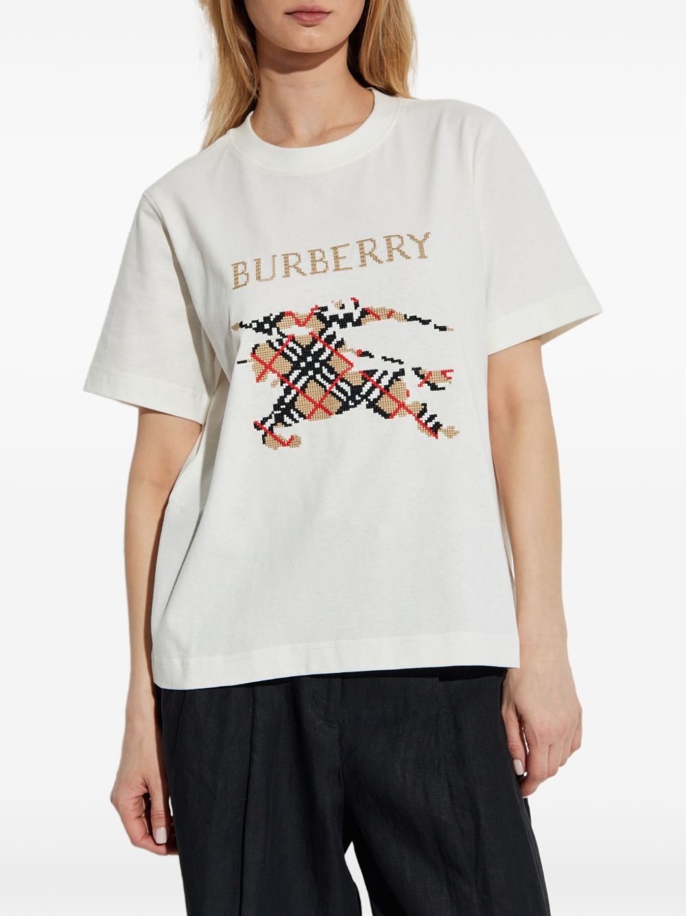 check-motif graphic T-shirt - 3
