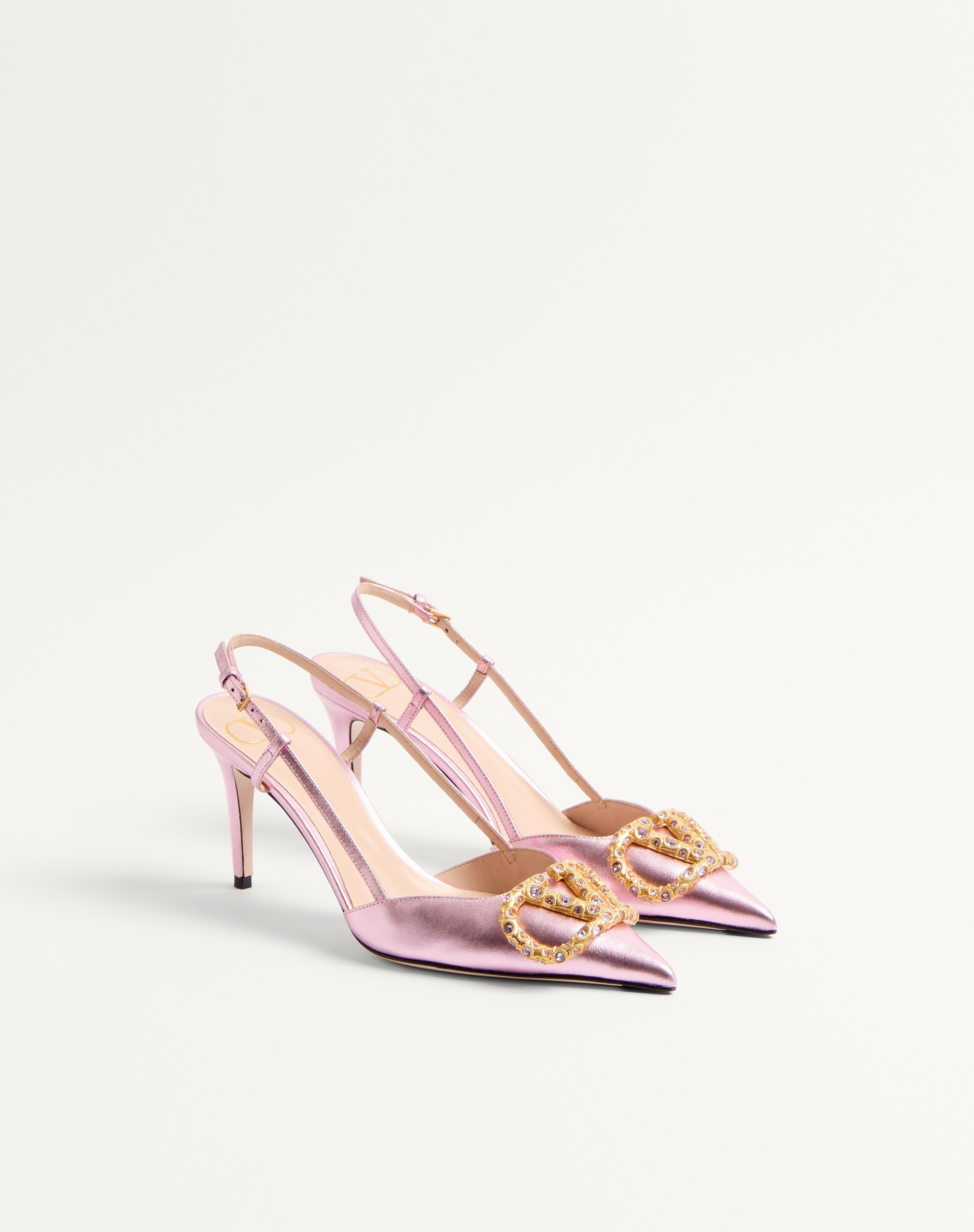 VLOGO SIGNATURE SLINGBACK PUMP IN LAMINATED NAPPA LEATHER 80MM - 3