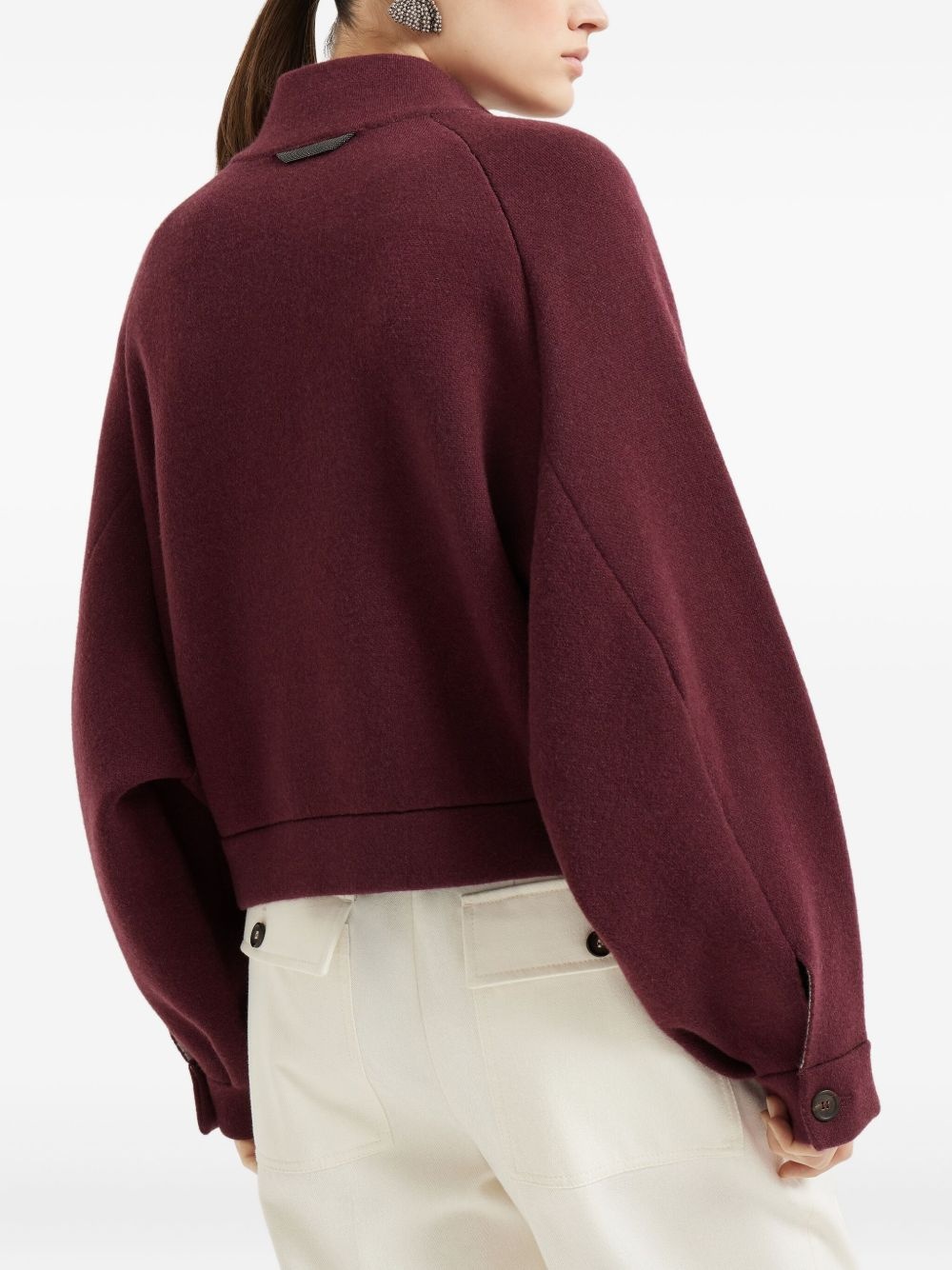 high-neck balloon-sleeve jacket - 5